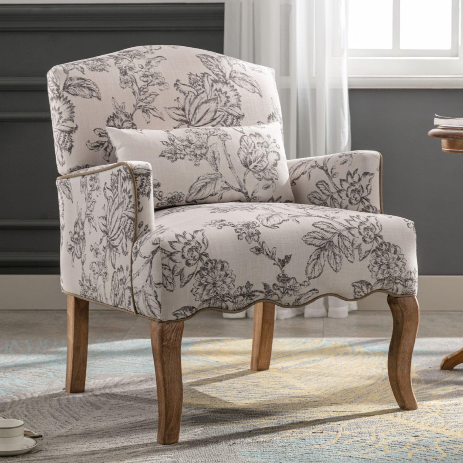 ROCITY Modern Fabric Comfy Upholstered Floral Accent Chair 1 PCS - 8106