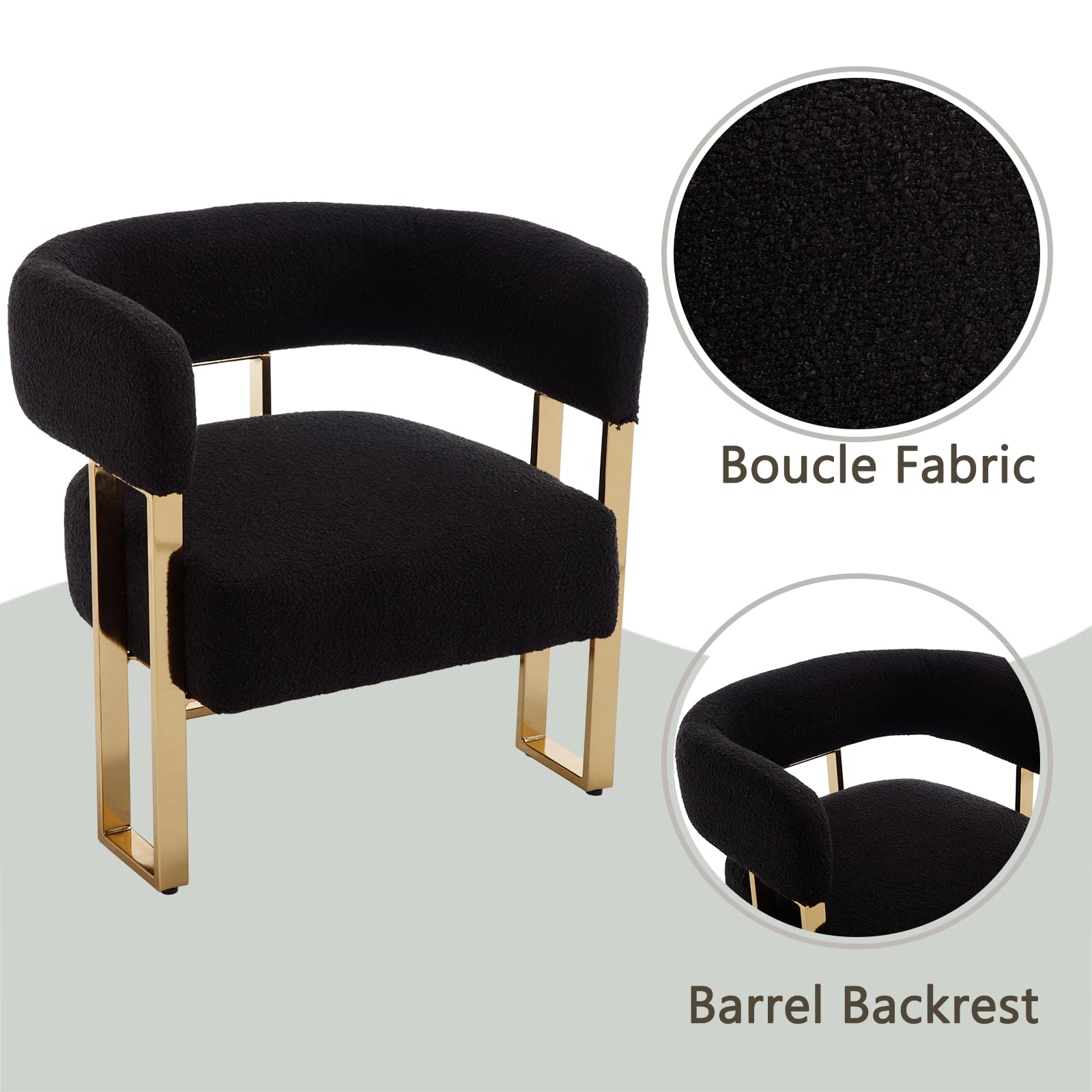 Janoray Modern Barrel Accent Chairs with Gold Metal Legs Set of 2