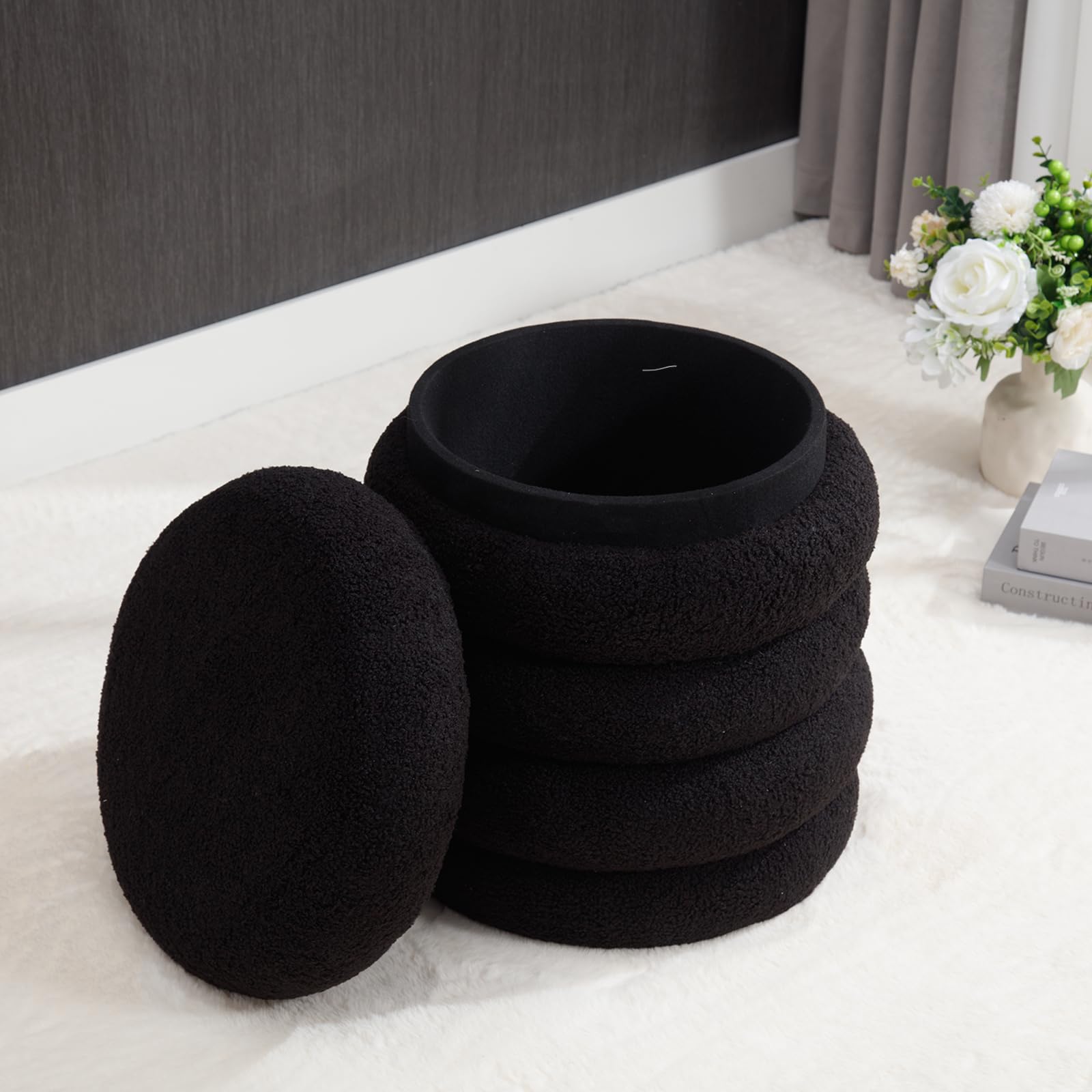 Kmax Modern Upholstered Round Storage Ottoman 1 Piece