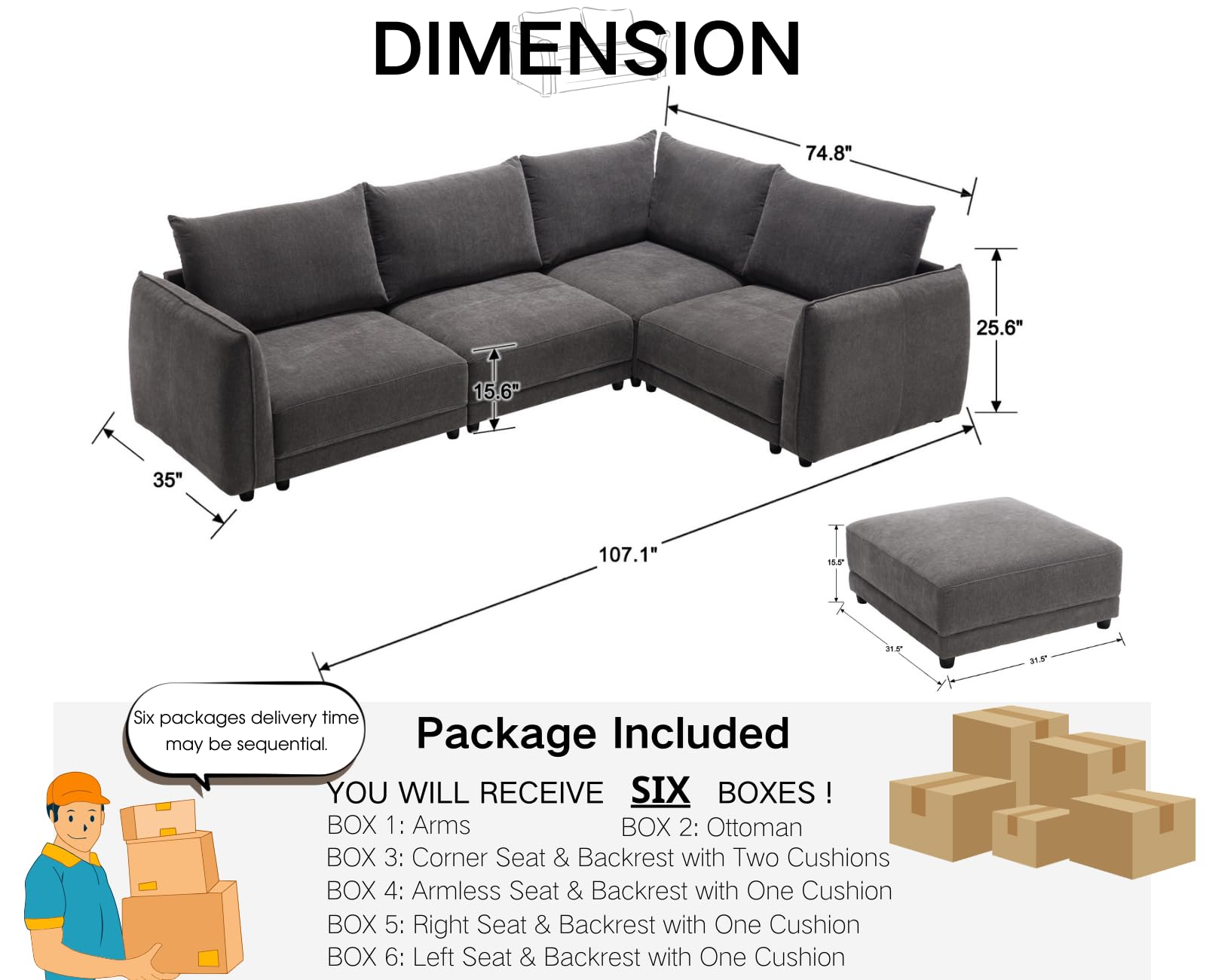 CIMOTA Oversized Cloud Modular Sectional Sofa