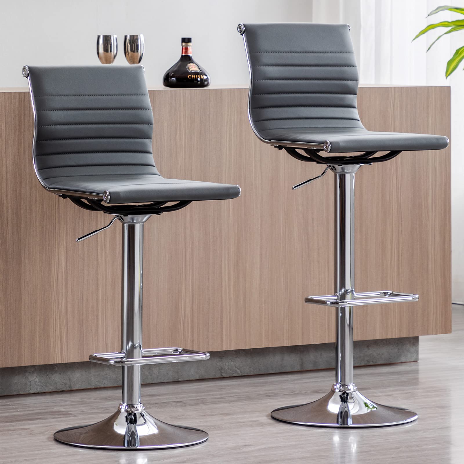 Kmax White Swivel  Adjustable Height Bar Stools Set of 2