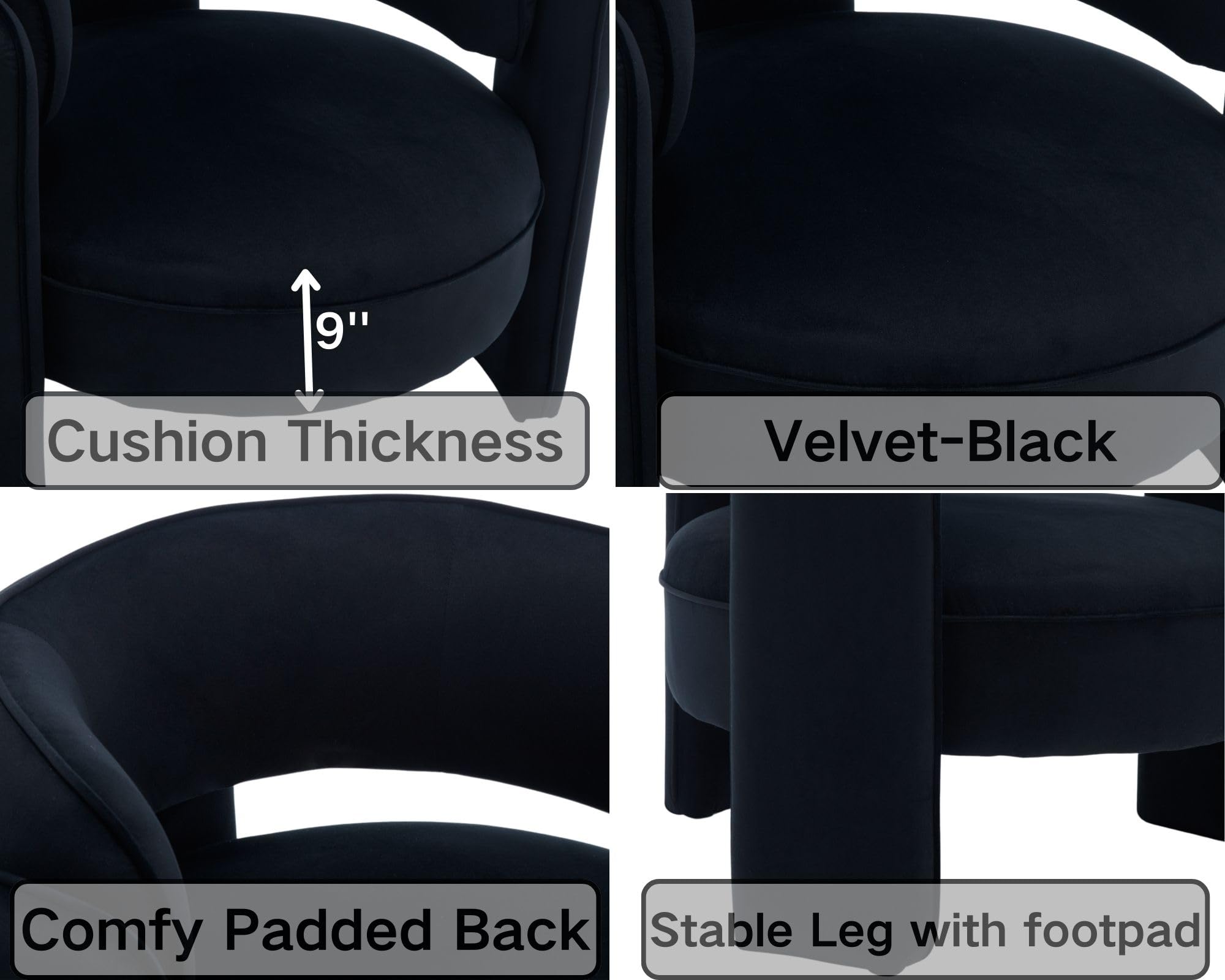 VESCASA Velvet Barrel Accent Chair 1PCS - 6414