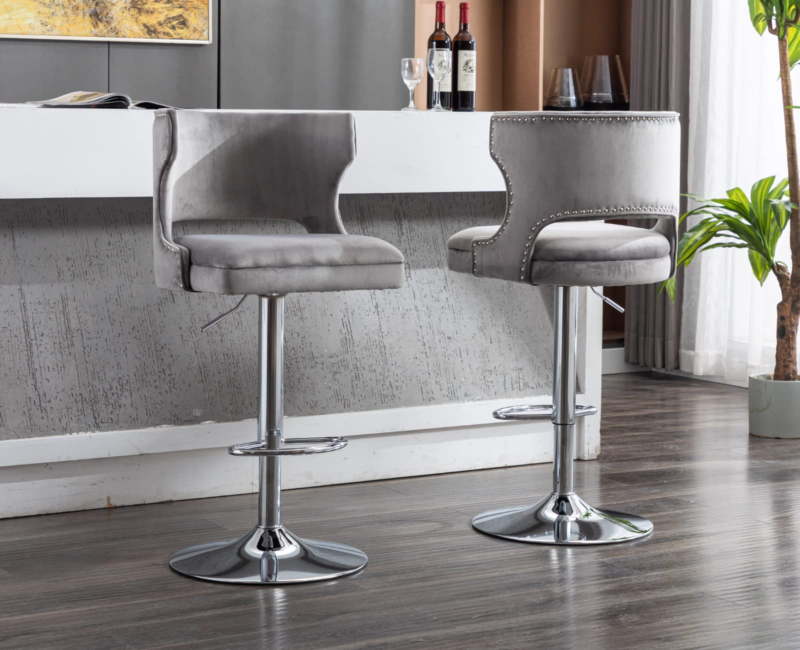 EALSON Modern  Swivel Upholstered Leather Bar Stools with Back Set of 2 - X118