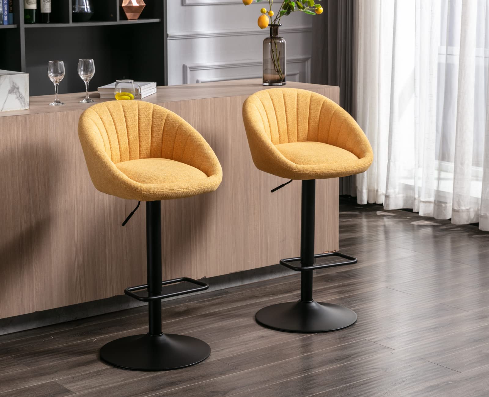 EALSON Modern Adjustable Swivel Bar Stools with Low Back Set of 2