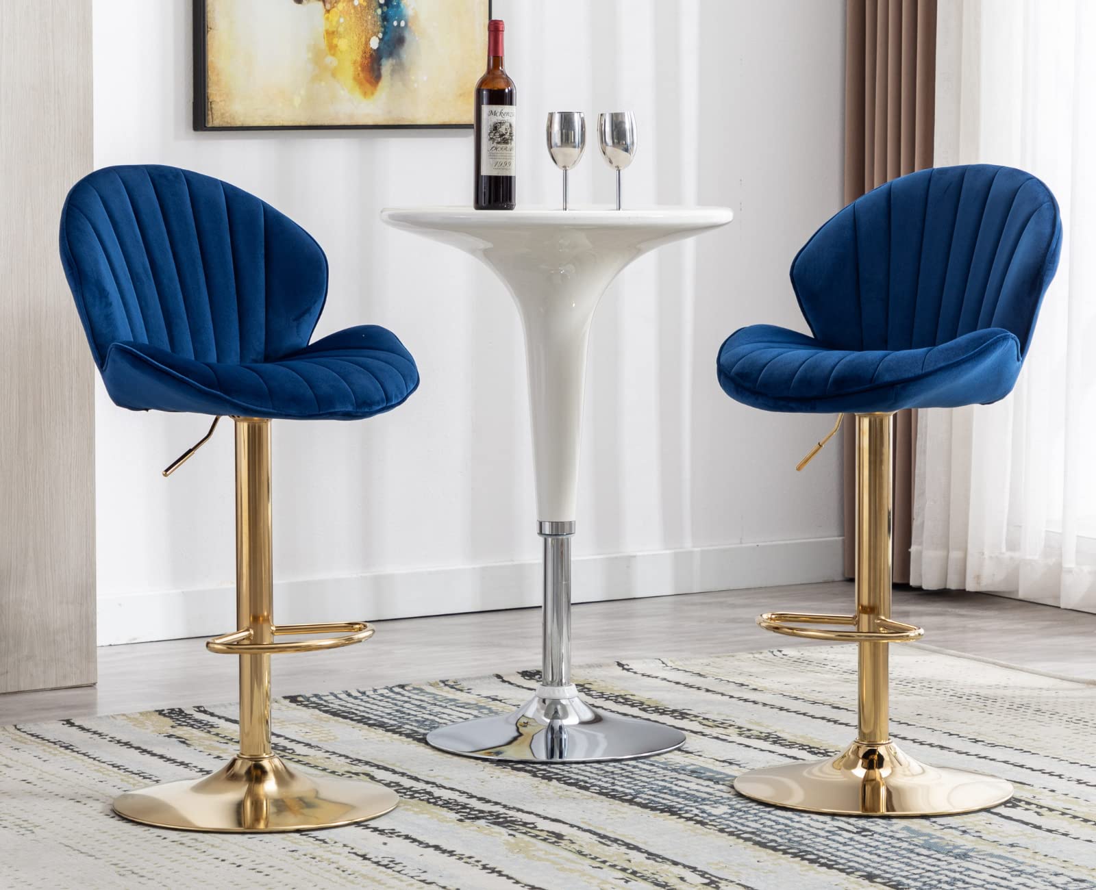 EALSON Modern Adjustable Velvet Swivel Bar Stools Set of 2