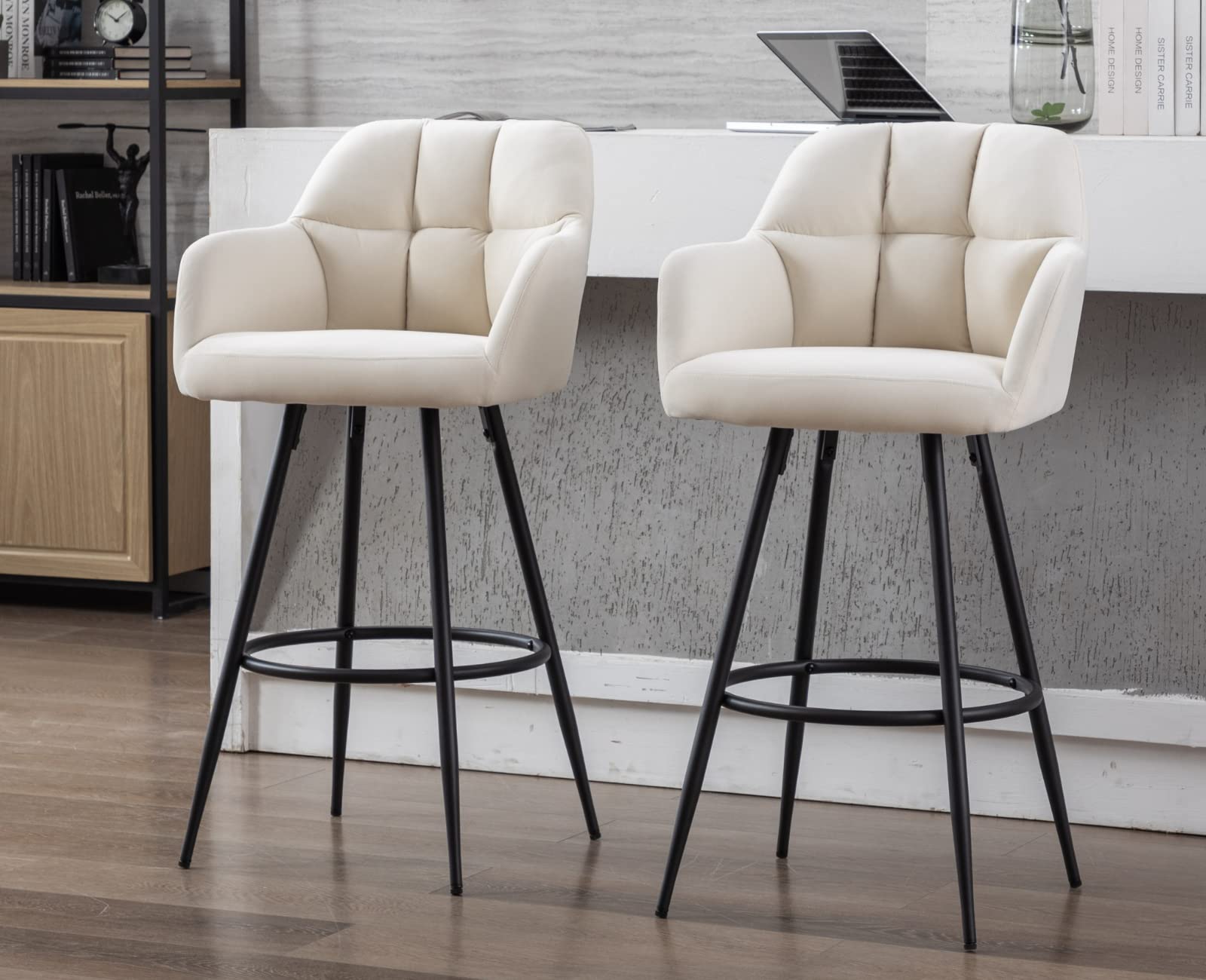 EALSON Modern Leather Velvet Swivel Bar Stools Set of 2 - 5117