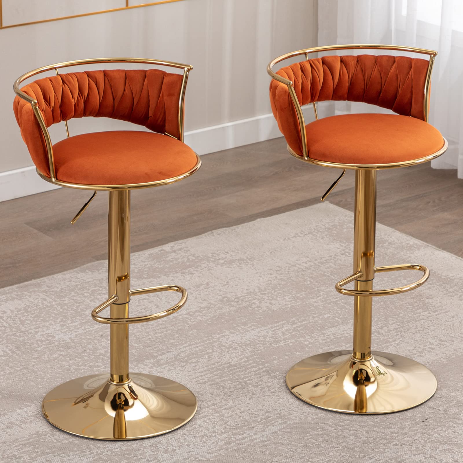 CHICAURA Woven Swivel Bar Stools Set of 2 - 1560AB