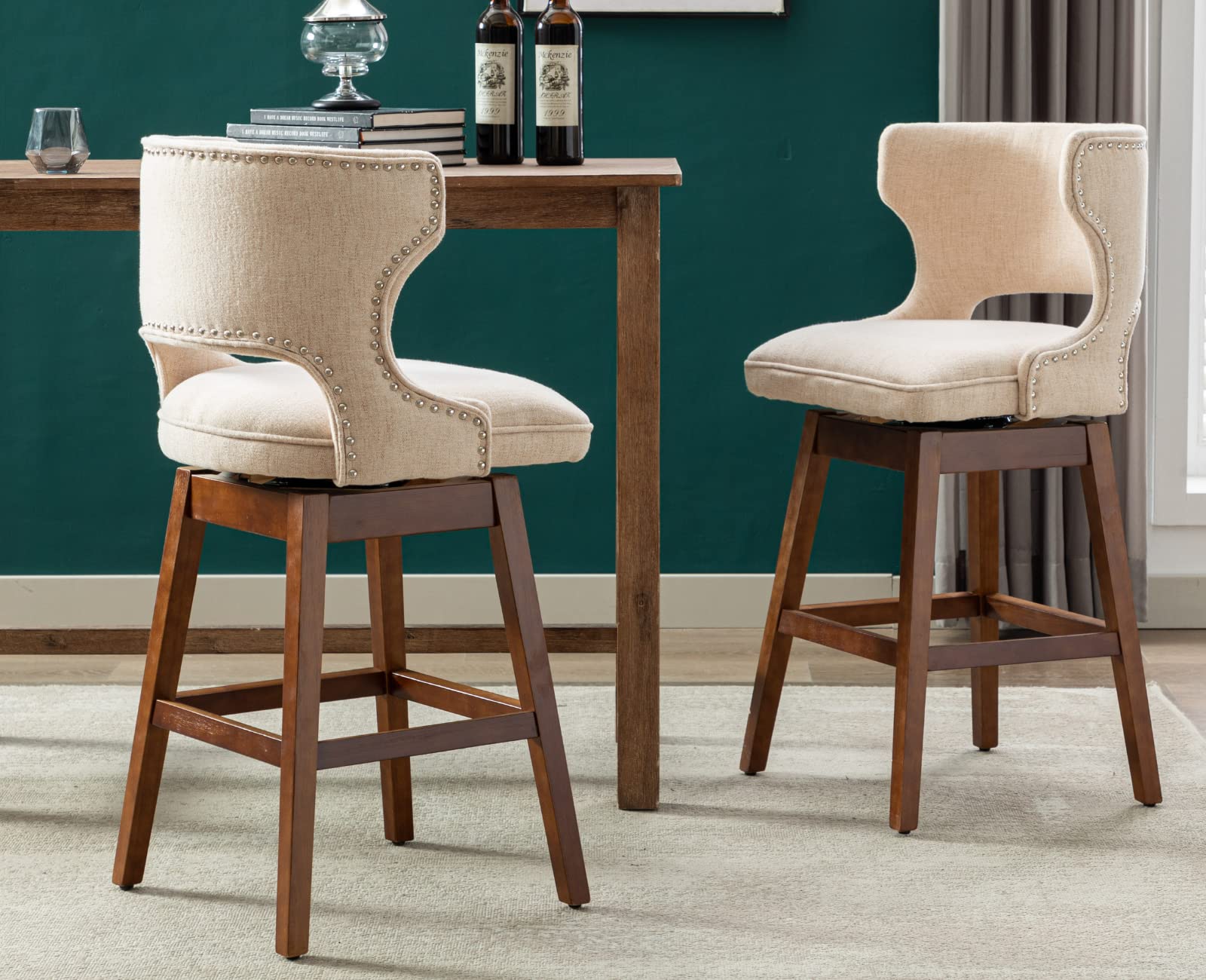 EALSON Modern  Swivel Upholstered Leather Bar Stools with Back Set of 2 - X118