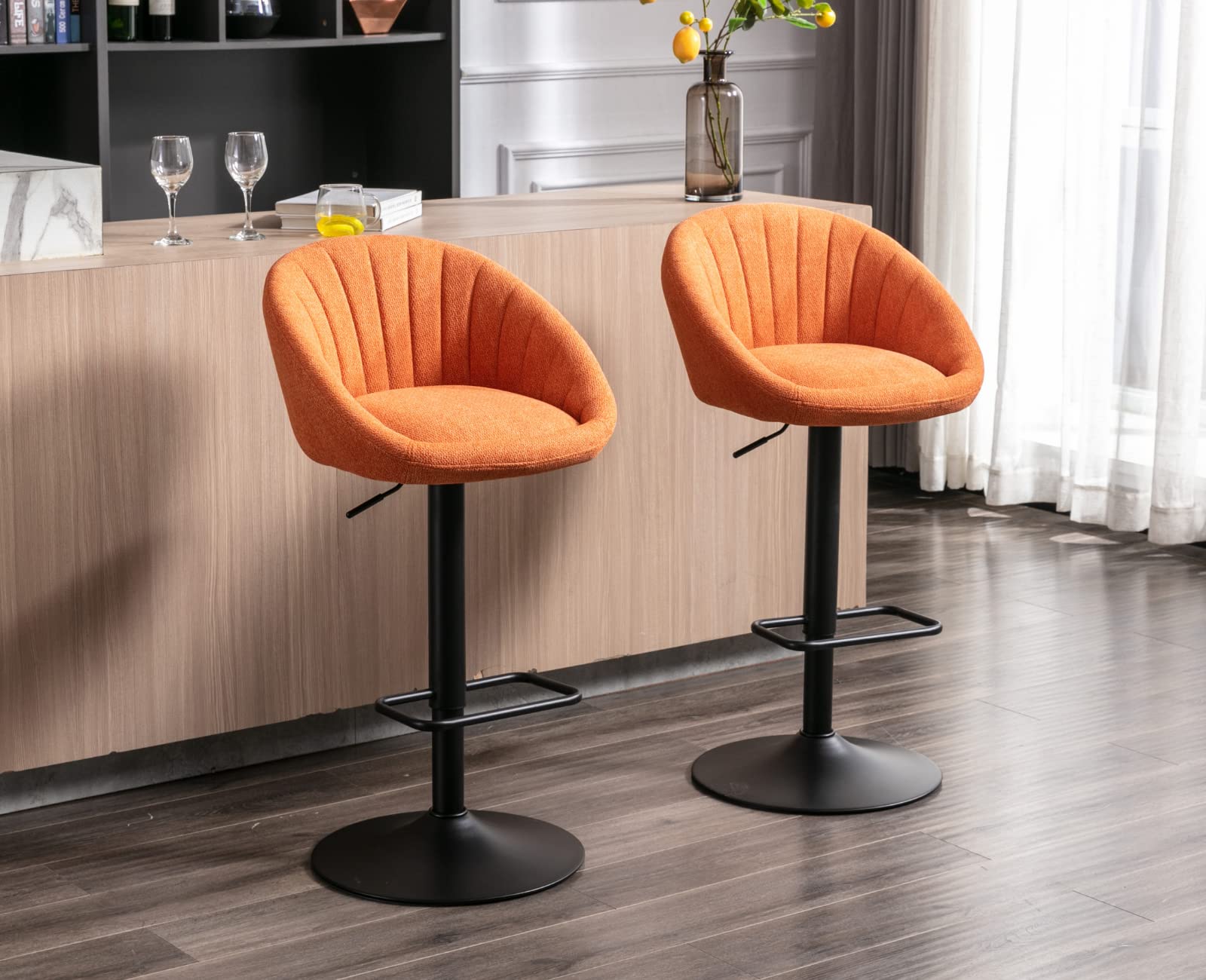 EALSON Modern Adjustable Swivel Bar Stools with Low Back Set of 2