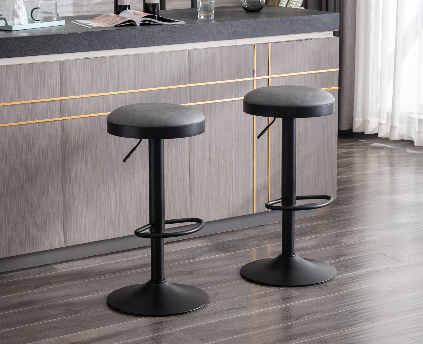 CIMOTA Modern Adjustable Swivel Backless Bar Stools 1 Piece - 90117