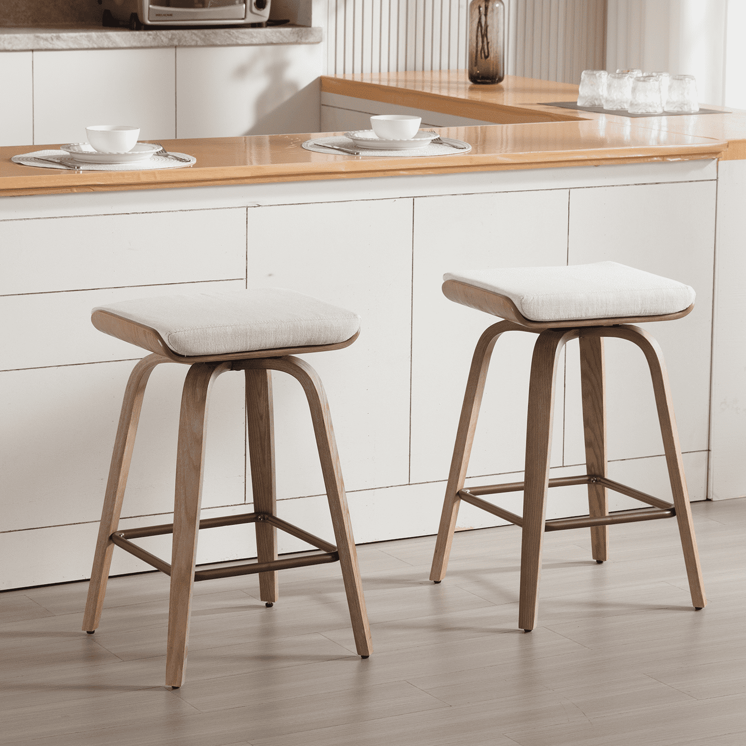 VESCASA 26" Backless Swivel Saddle Bar Stools Set of 2 - 1710