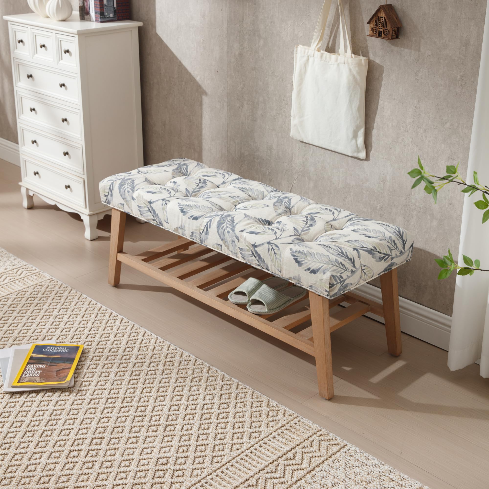 Kmax Upholstered  Entryway Bench with Shoe Storage