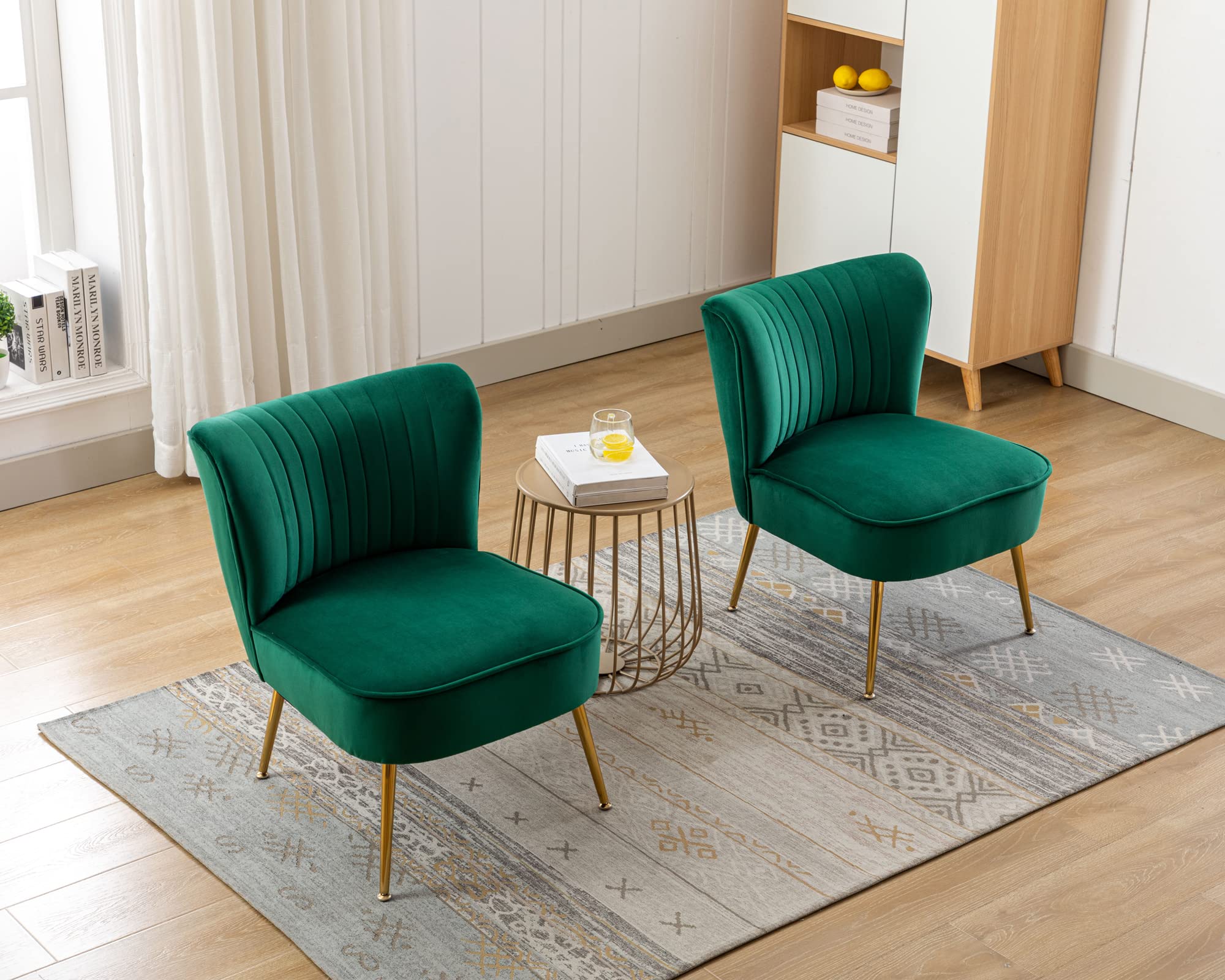 Janoray Mid Century Velvet Armless Accent Chair Set of 2