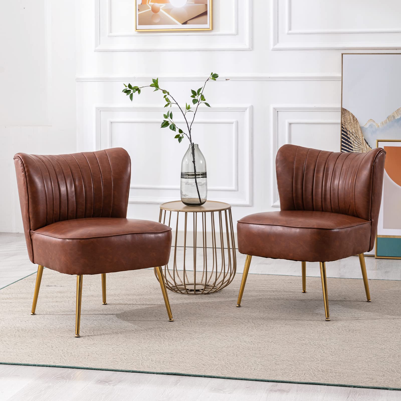 Janoray Mid Century Velvet Armless Accent Chair Set of 2