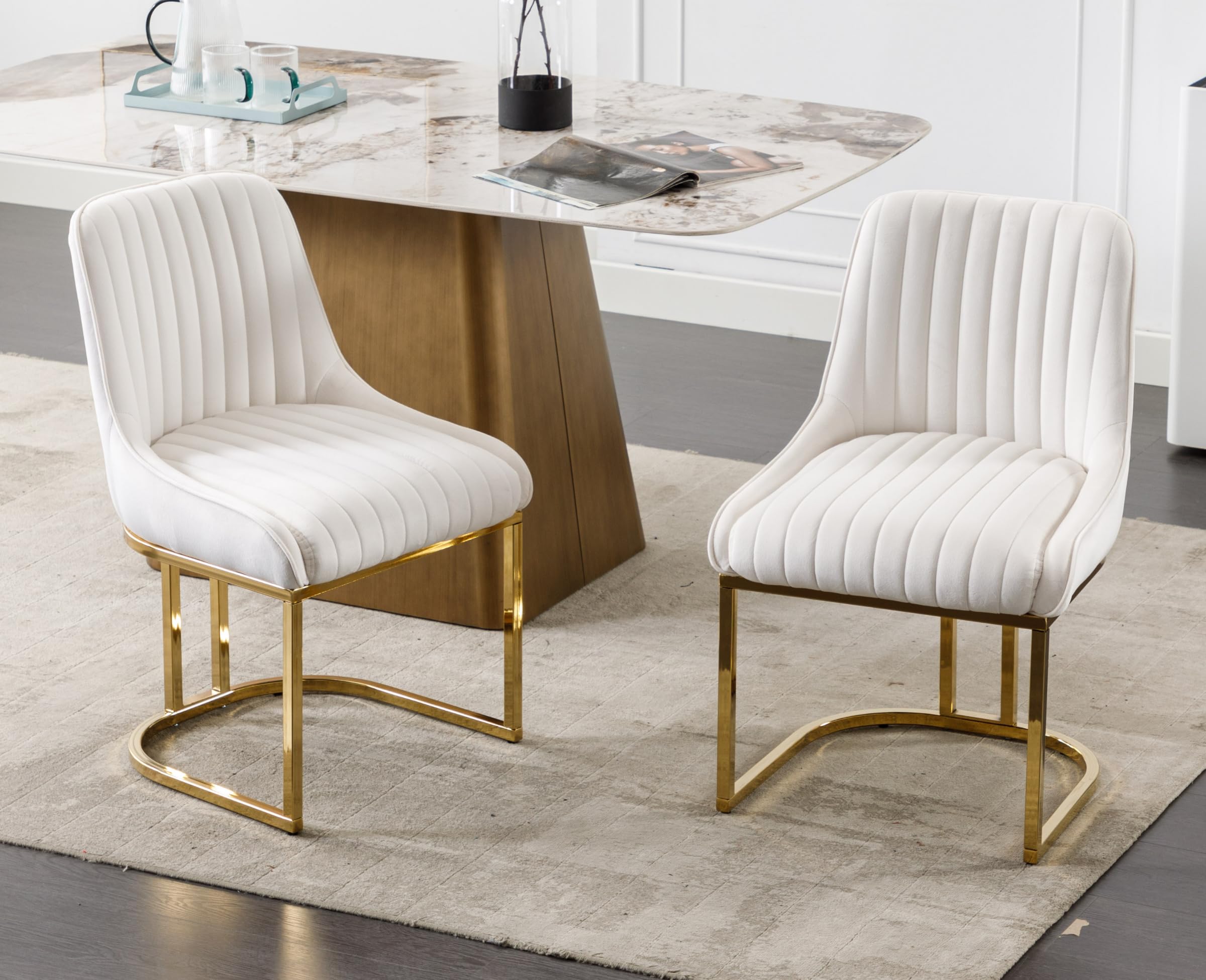 EALSON Modern Armless Side Velvet Upholstered Dining Chairs Set of 2 - 9043