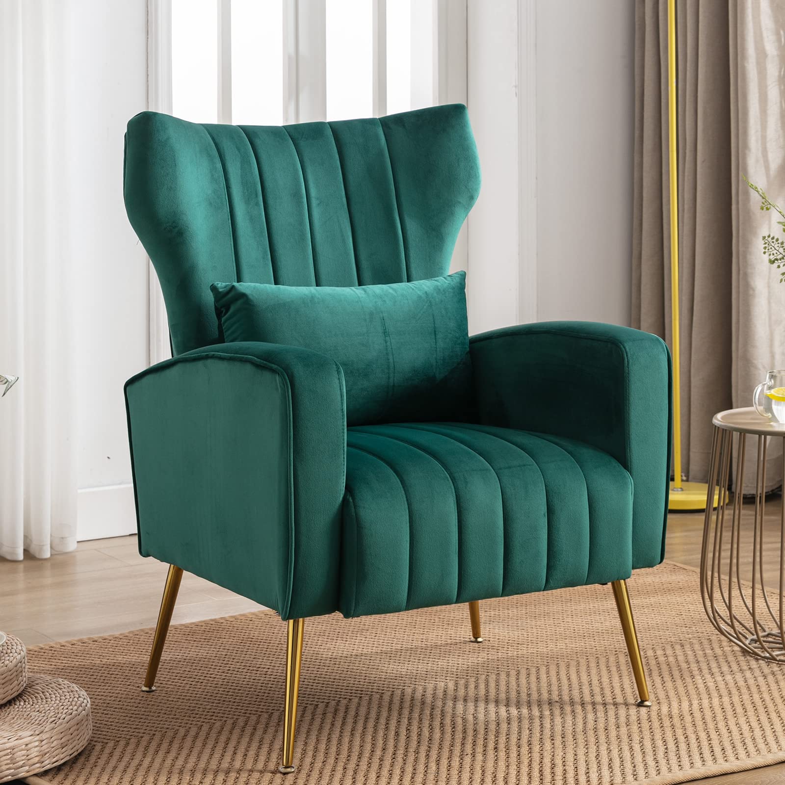 Janoray Modern Wingback Velvet Accent Armchair Set of 2