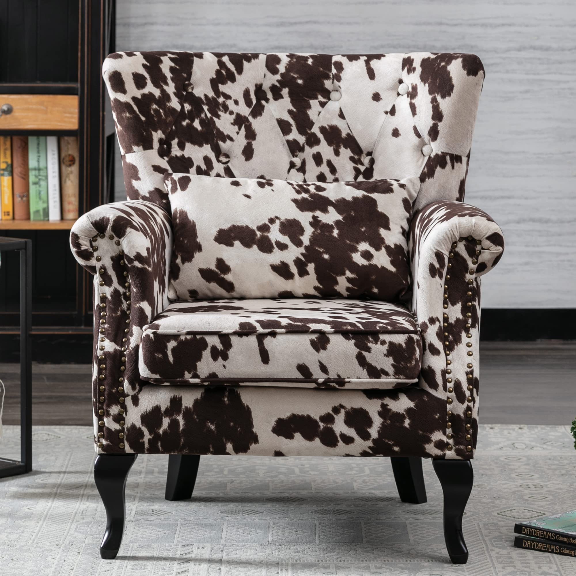 Kmax Mid Century Velvet Club Wingback Tufted Chair 1 Piece - XXX1