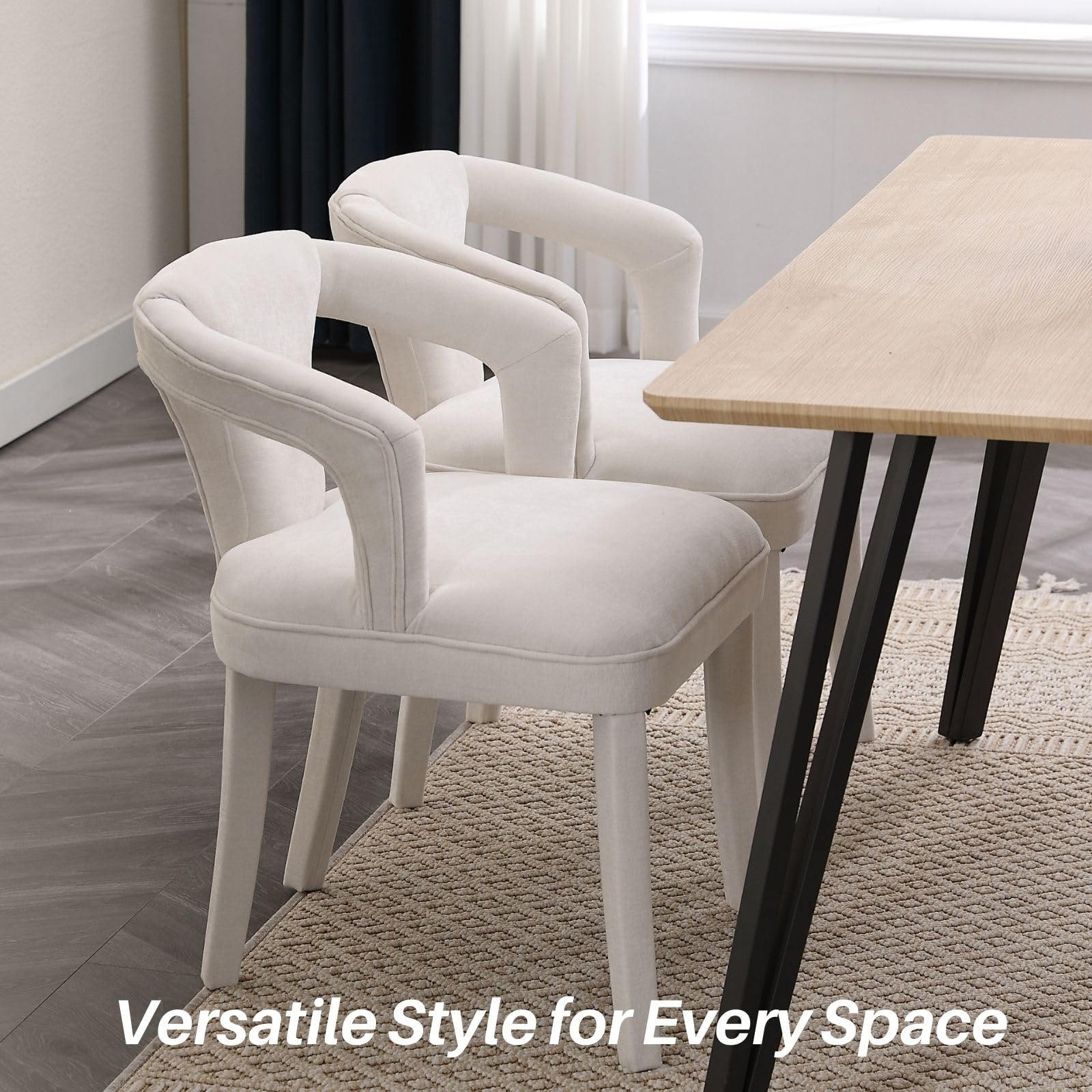 ZH4YOU Modern Chenille Dining Chairs Set of 2 - 10030