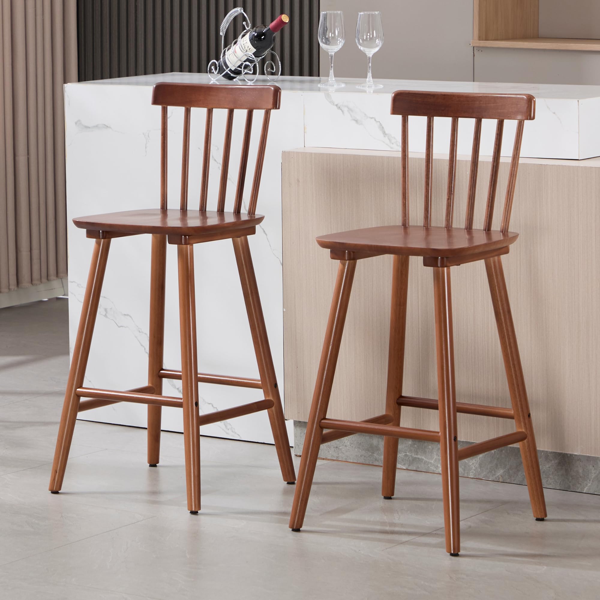 Janoray 26 Inch Farmhouse Wooden Barstools Bar Stools Set of 2