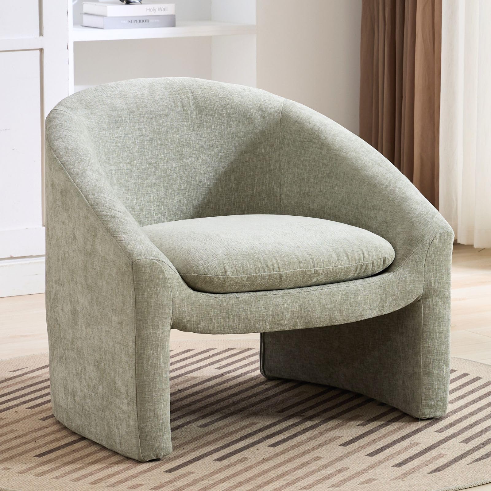 ROCITY Modern Barrel Accent Chair Chenille Fabric Oversized Armchair 1 PCS- 8359