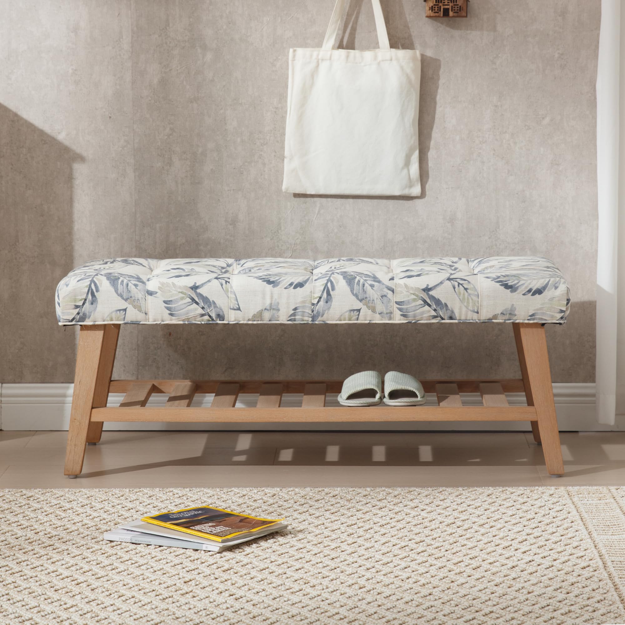 Kmax Upholstered  Entryway Bench with Shoe Storage