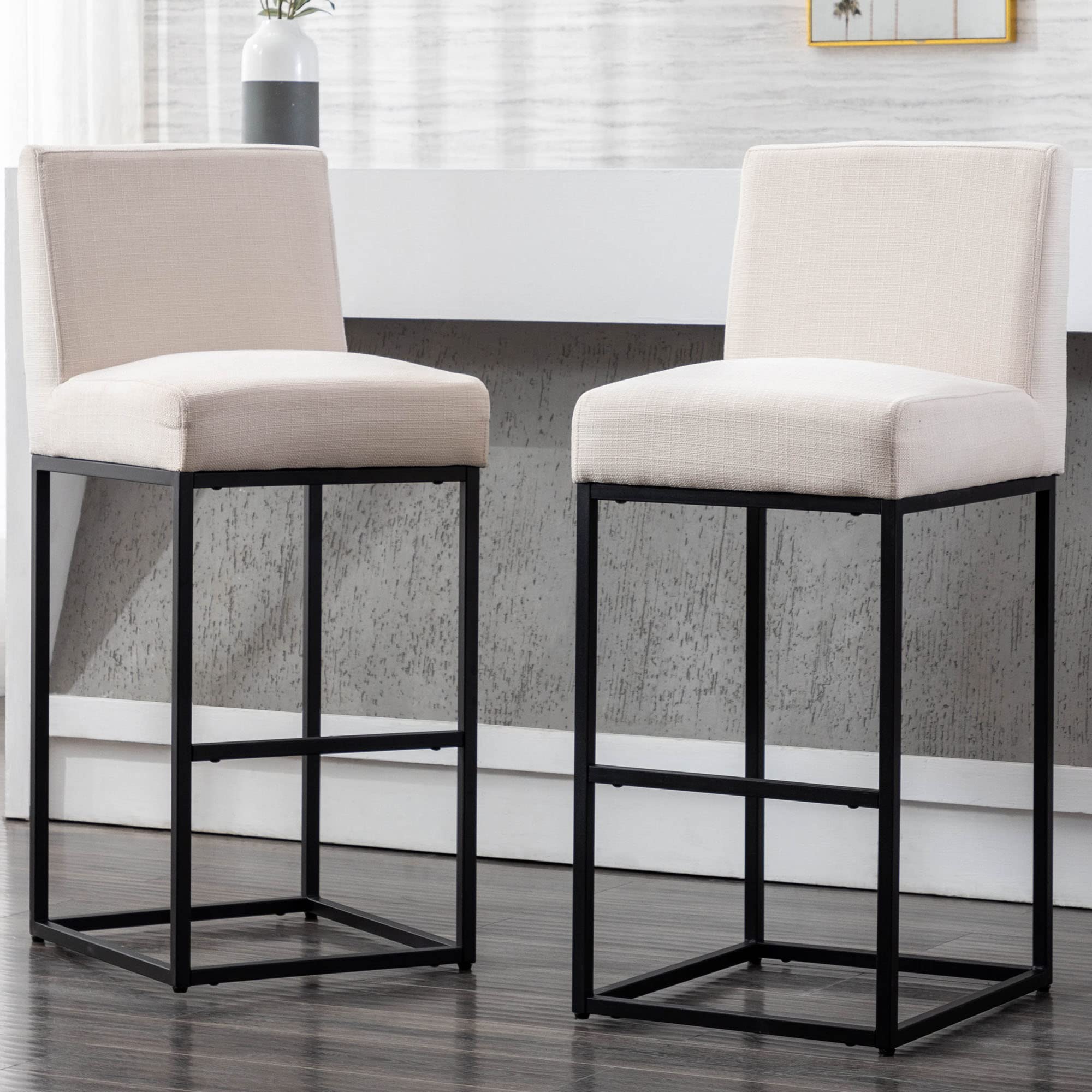 VESCASA 27"H-31"H Modern Metal Frame Counter Height Bar Stools Set of 2 - 5691