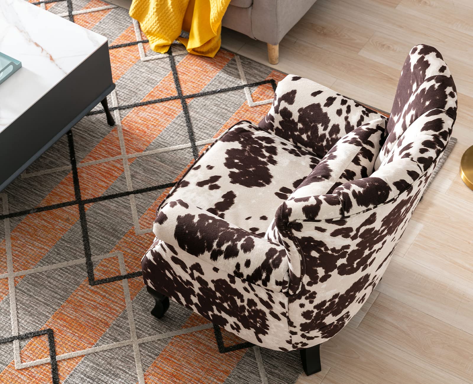 Kmax Wingback Nail-Head Cow Print Accent Chair 1 Piece - X904