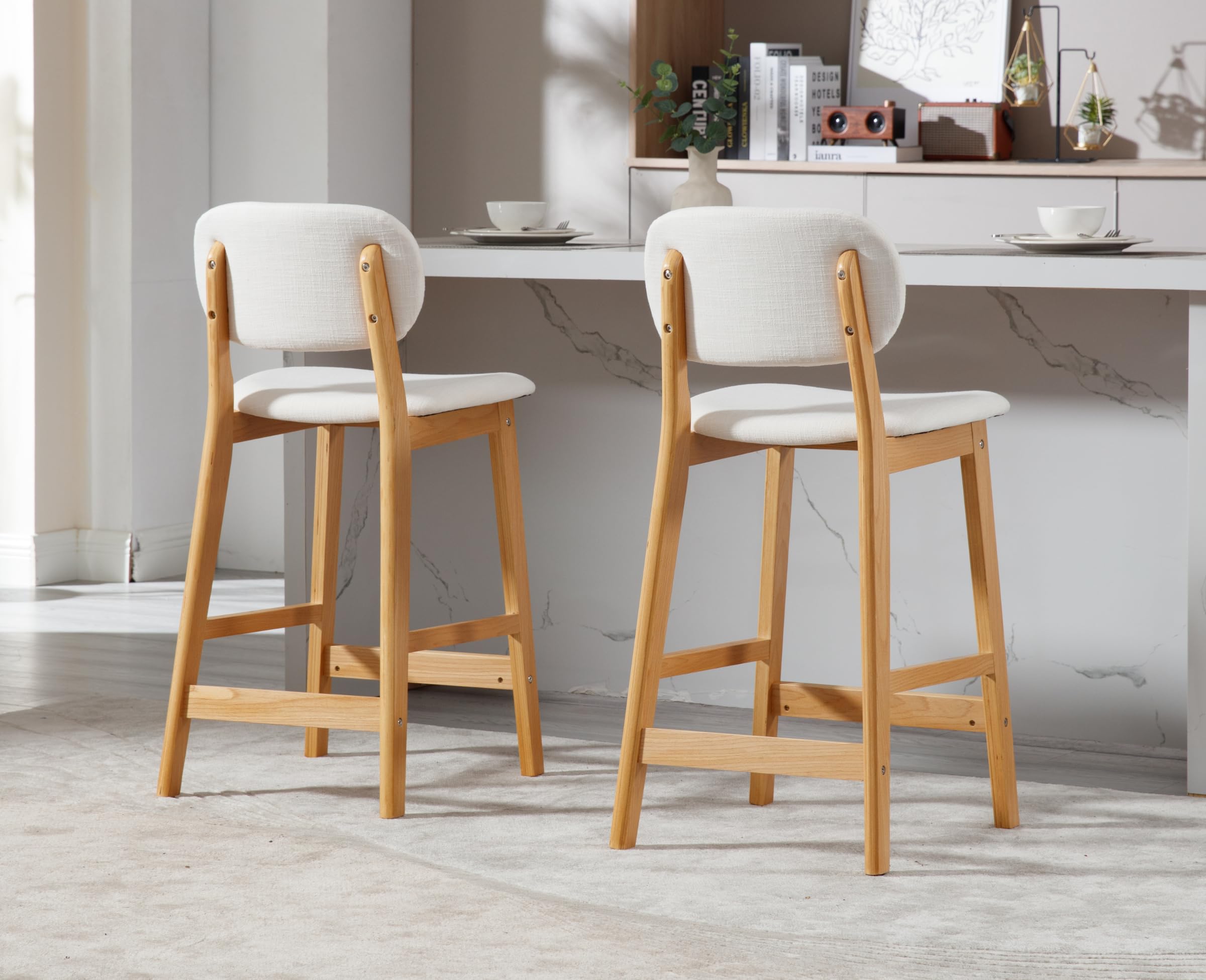 EALSON Farmhouse Rattan Back Counter Height Bar Stools Set of 2 - 5026