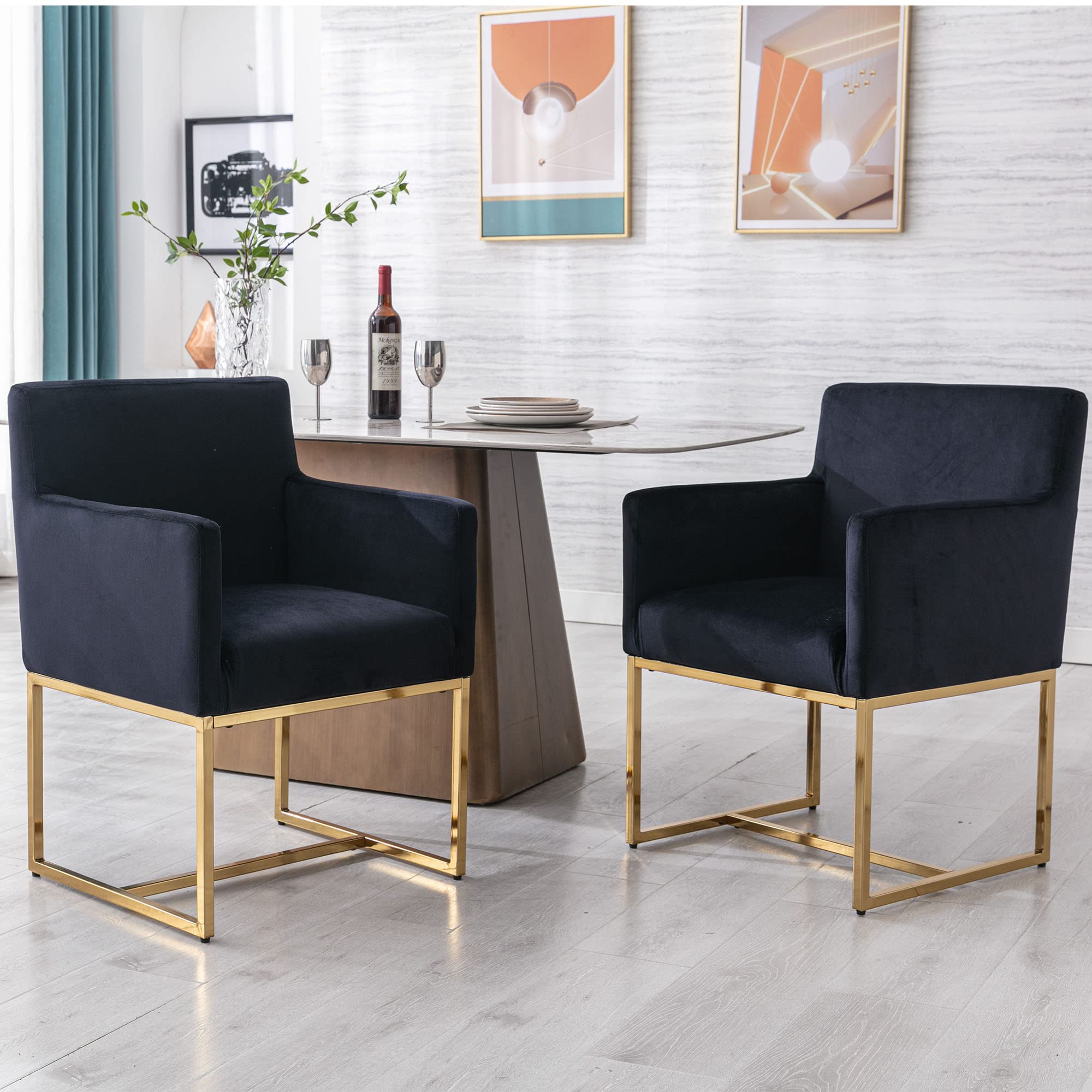 VESCASA Faux Leather Upholstered Arms Dining Chairs Set of 2 - 1823