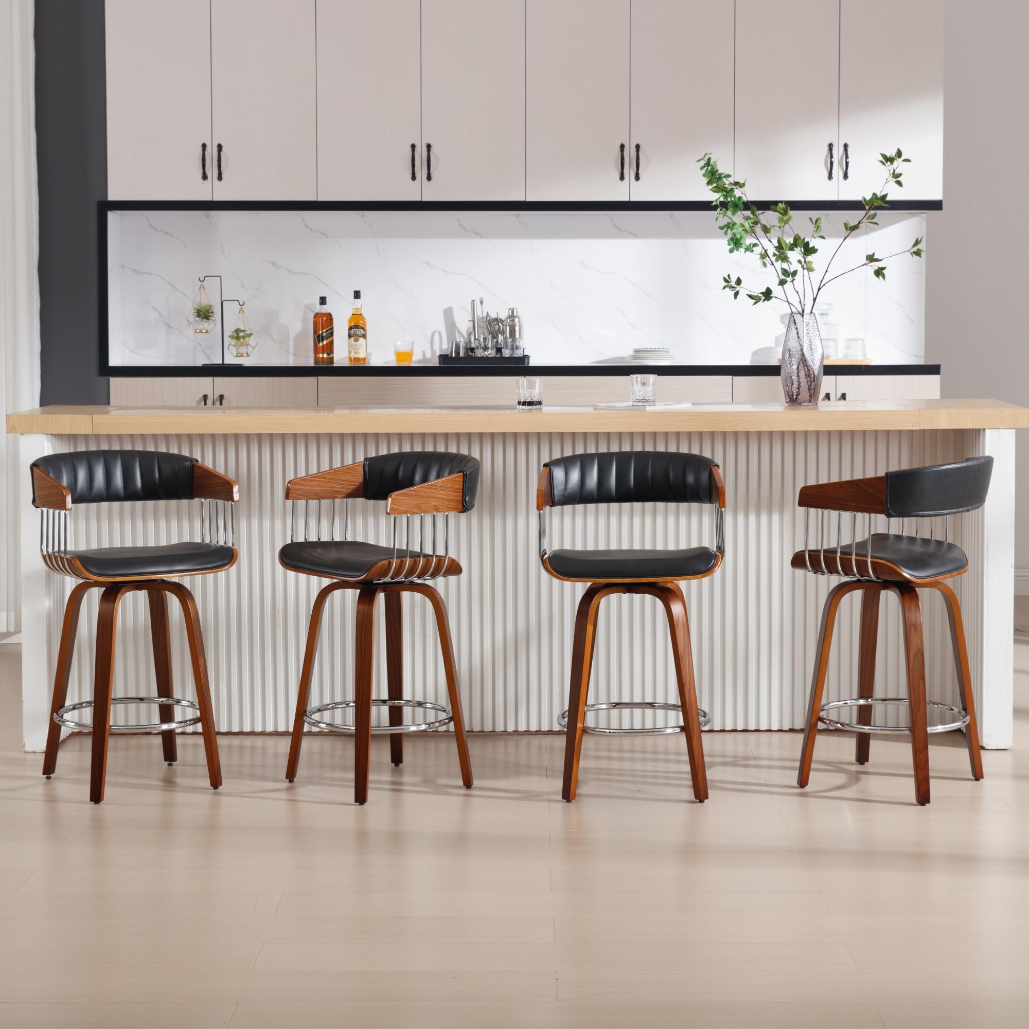 Janoray 26" Modern Swivel Counter Bar Stools Set of 2 for Home Bar/Kitchen Island/Restaurant