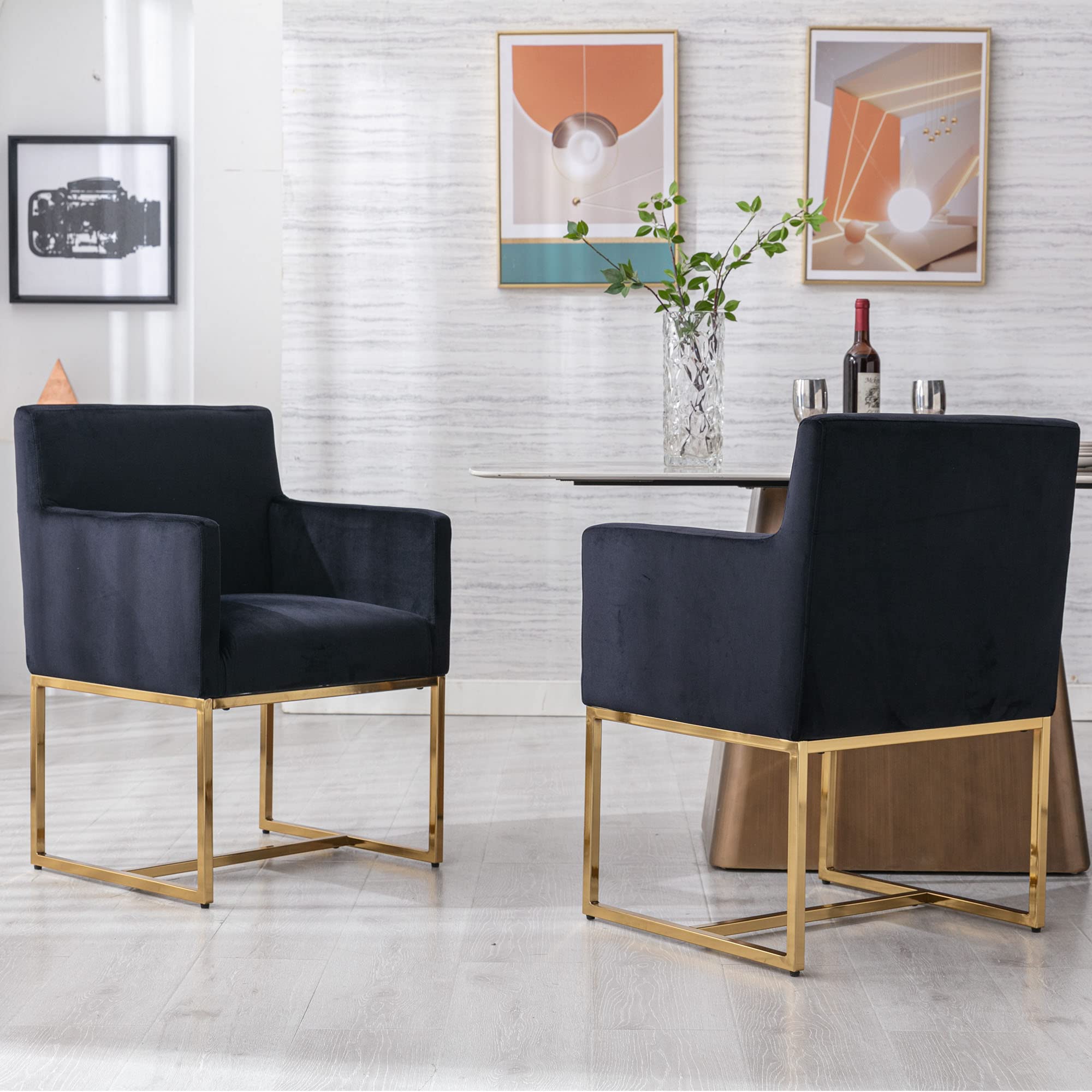 VESCASA Faux Leather Upholstered Arms Dining Chairs Set of 2 - 1823