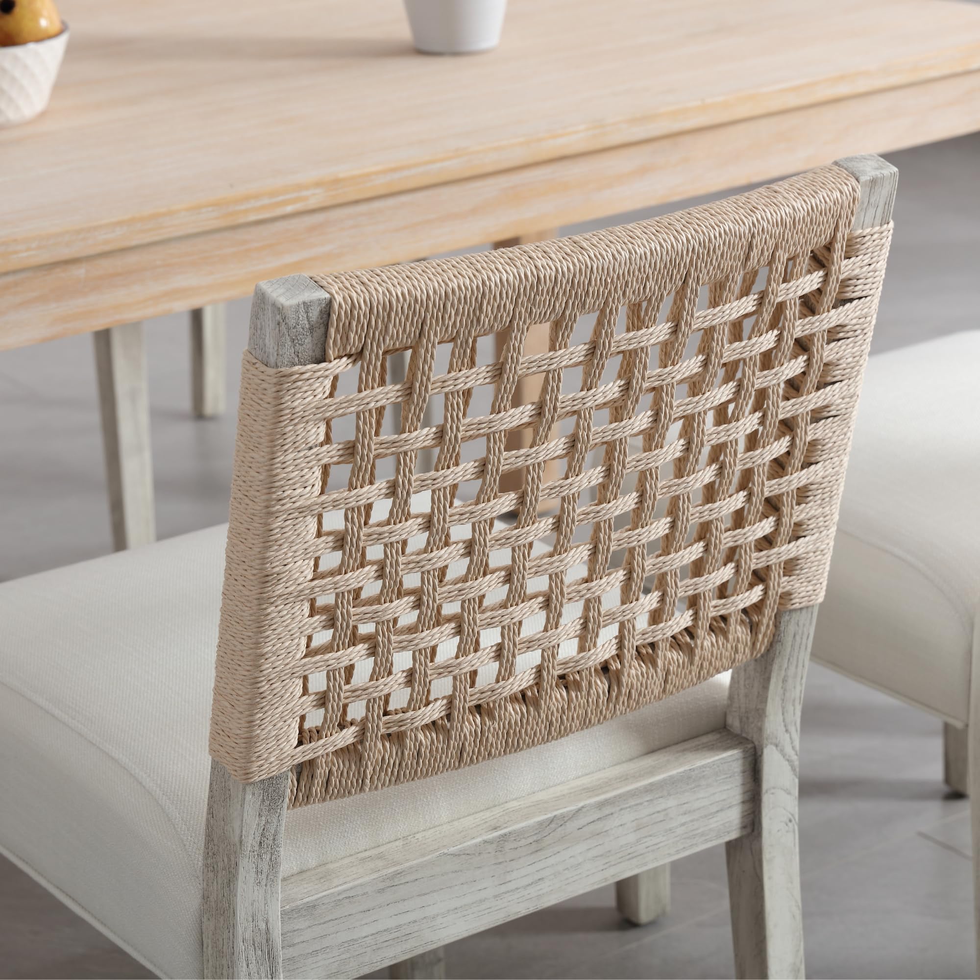 CIMOTA Low Woven Rope Back Dining Chairs Set of 2 - 2227