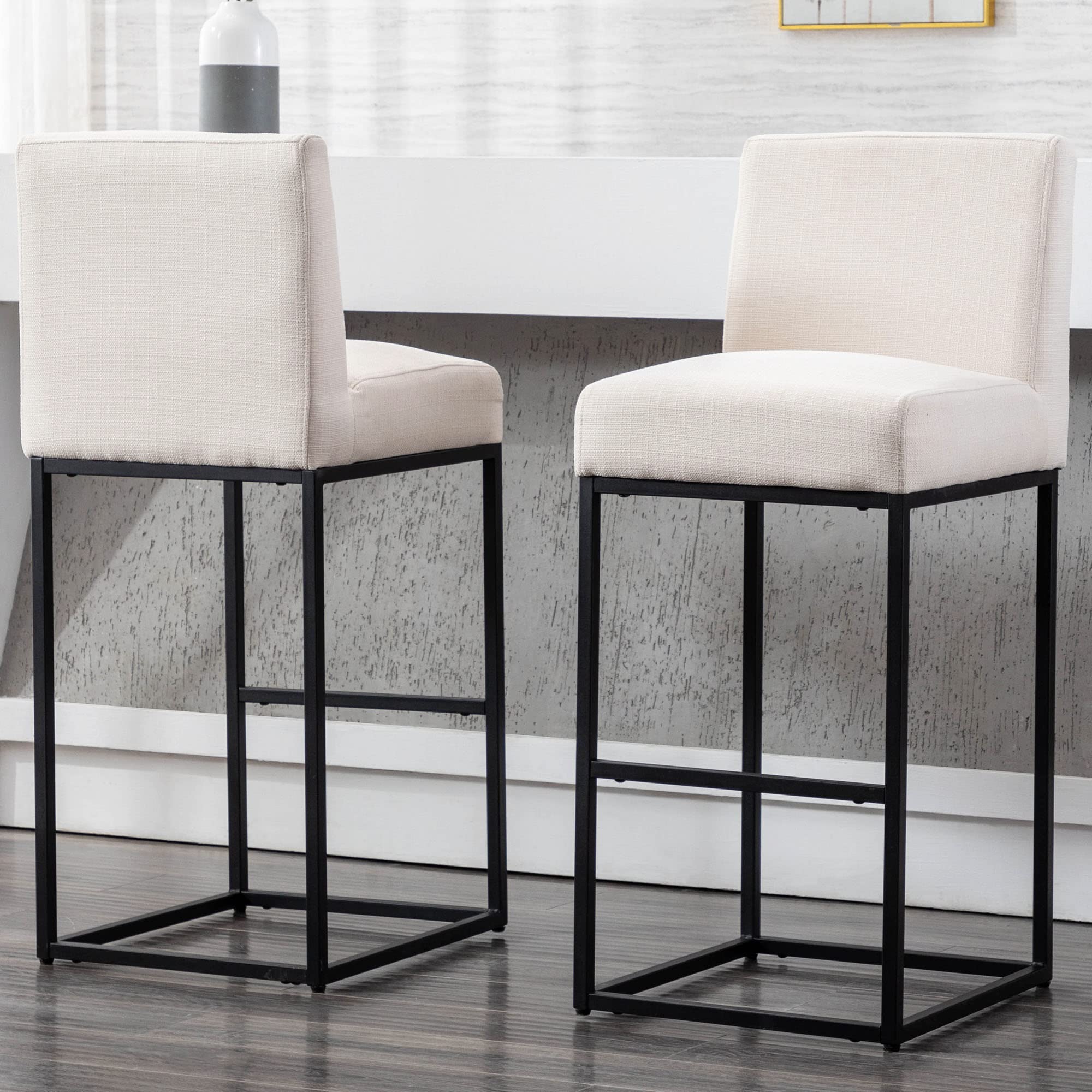 VESCASA 27"H-31"H Modern Metal Frame Counter Height Bar Stools Set of 2 - 5691