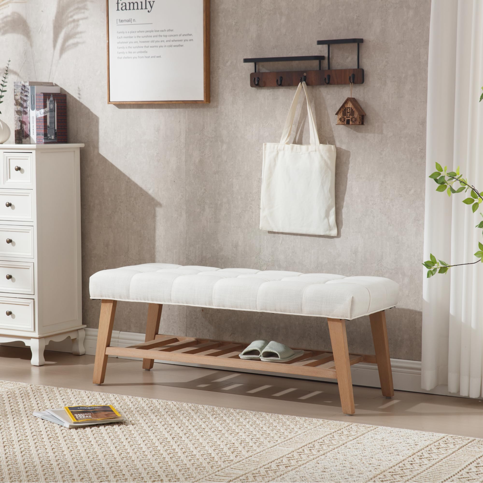 Kmax Upholstered  Entryway Bench with Shoe Storage