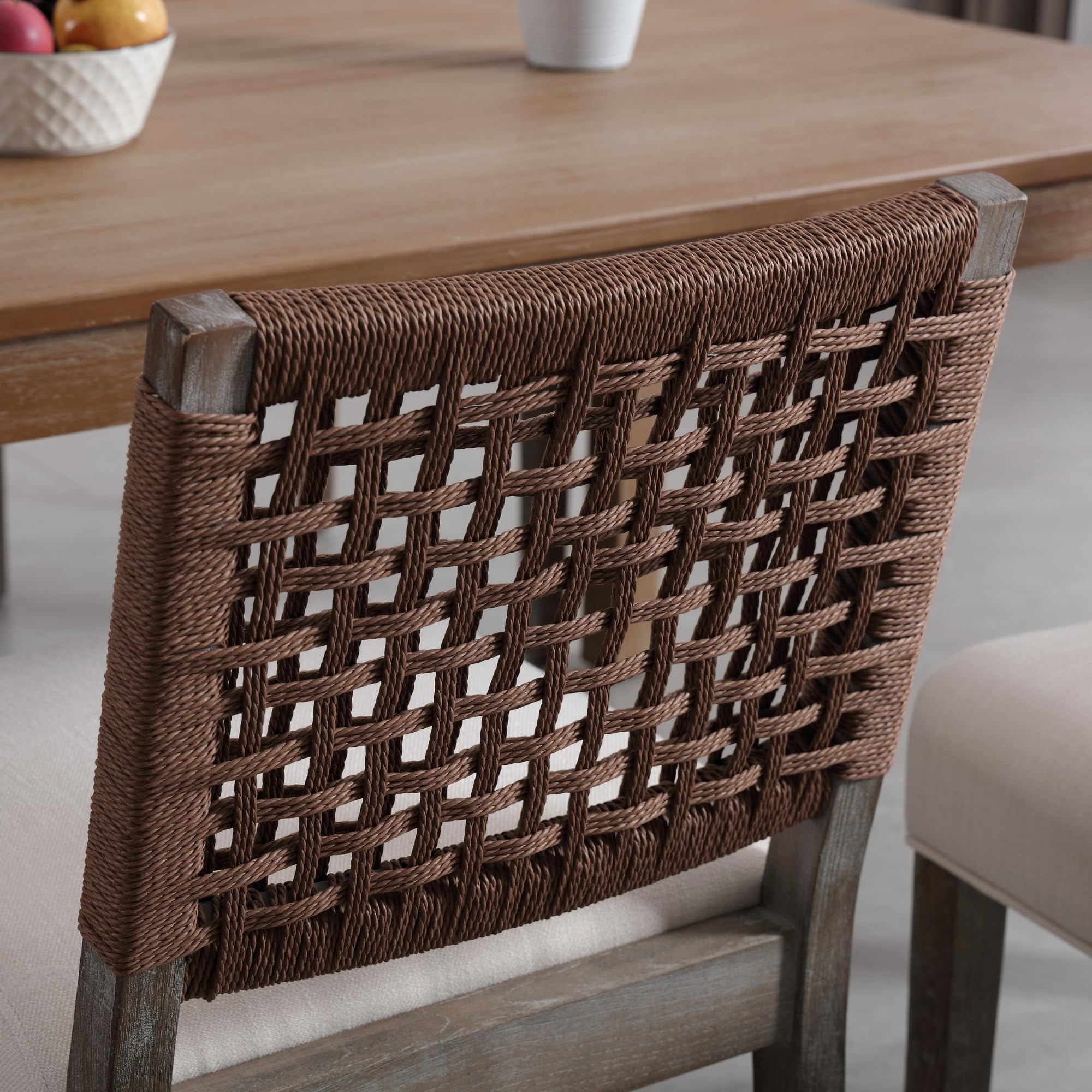 CIMOTA Low Woven Rope Back Dining Chairs Set of 2 - 2227