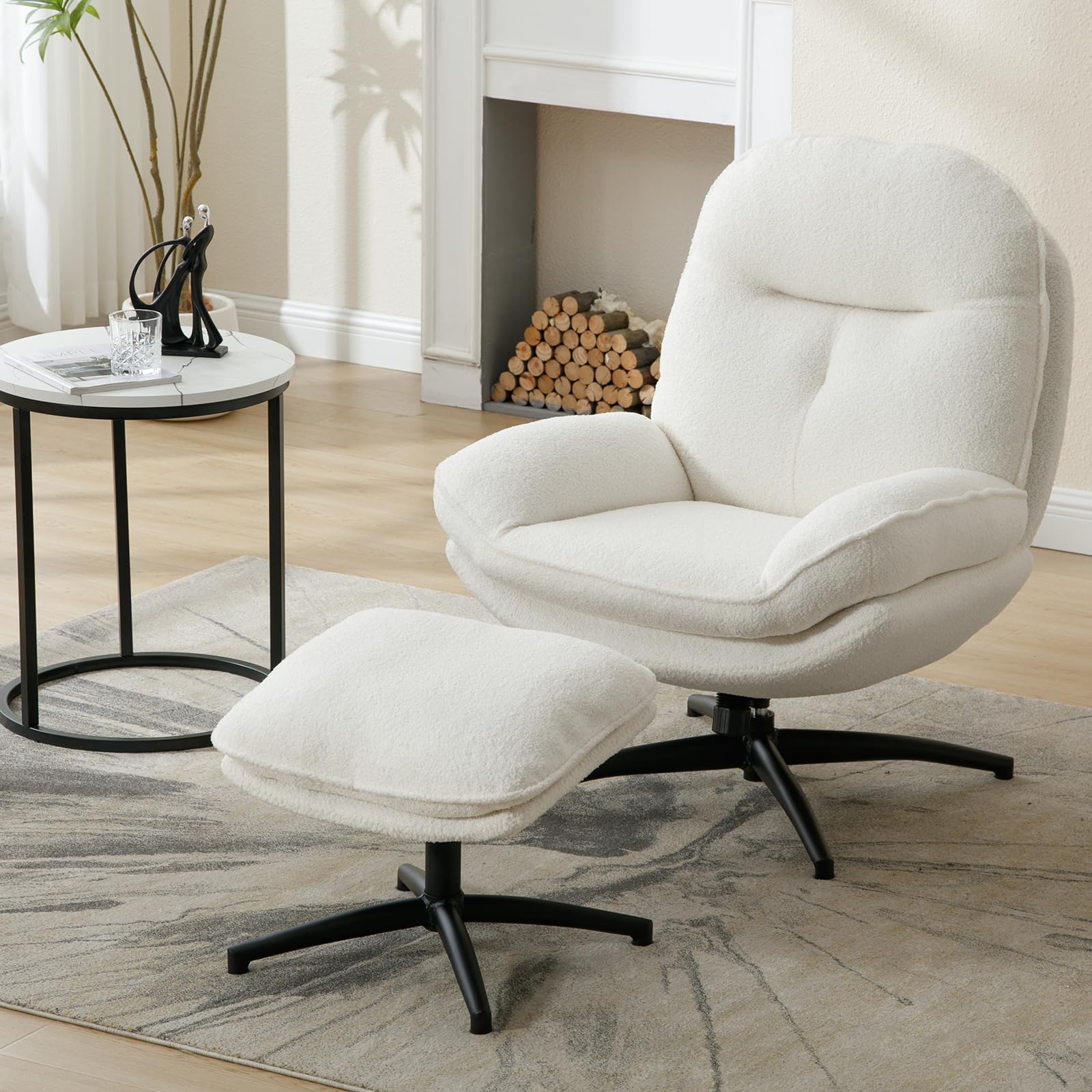 Janoray 360° Swivel Accent Chair with Ottoman Set