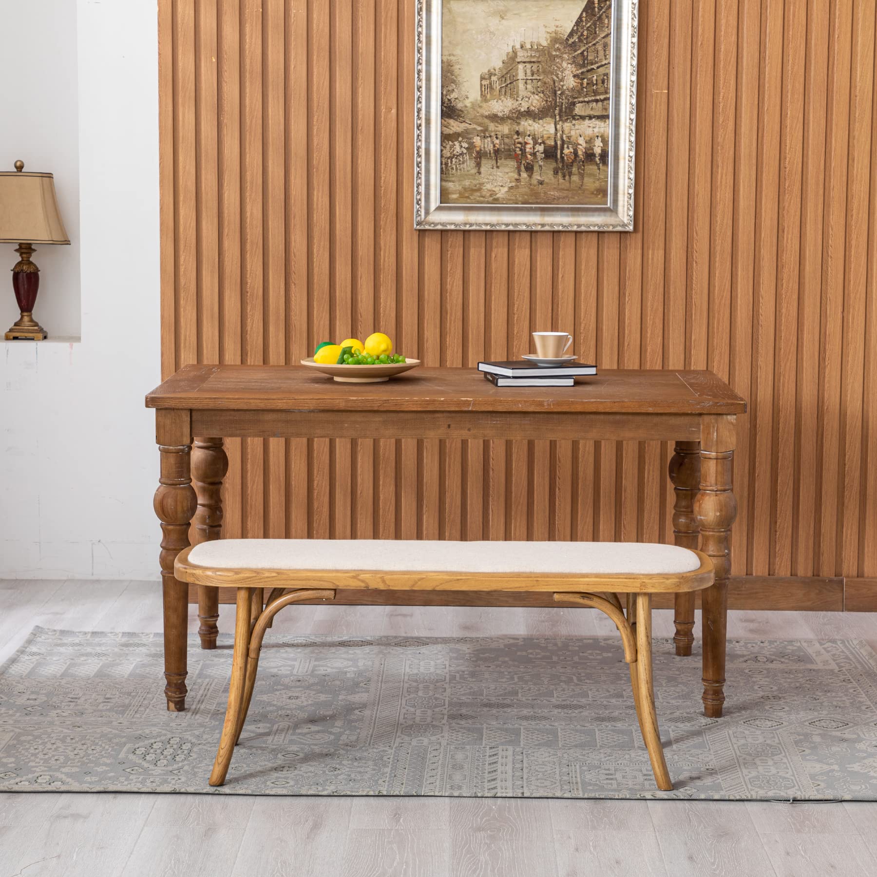 Janoray Wood Dining Bench with Padded Seat for Entryway - 1972