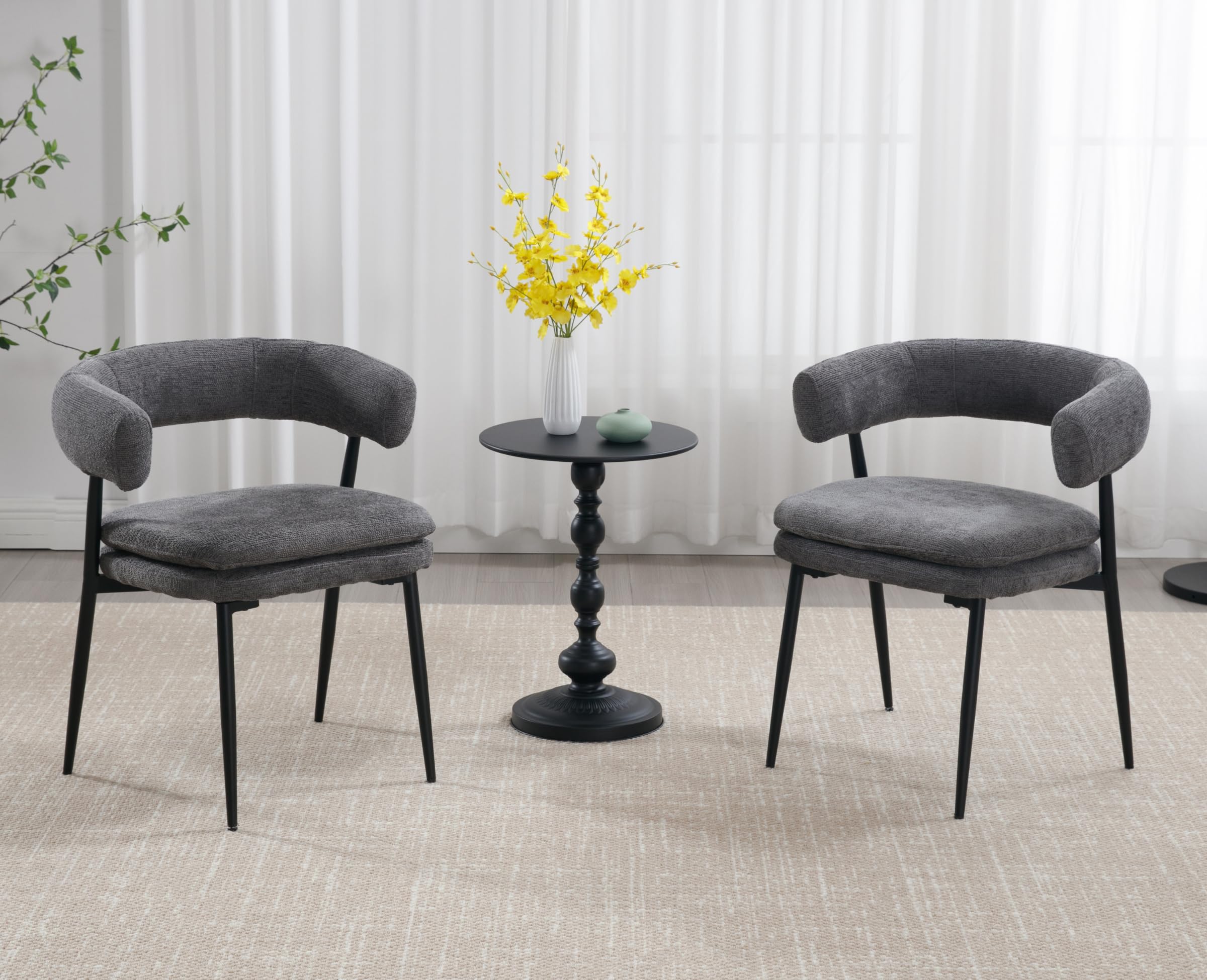 EALSON Modern Fabric Upholstered Curved Open Back Dining Chairs Set of 2 - 23112