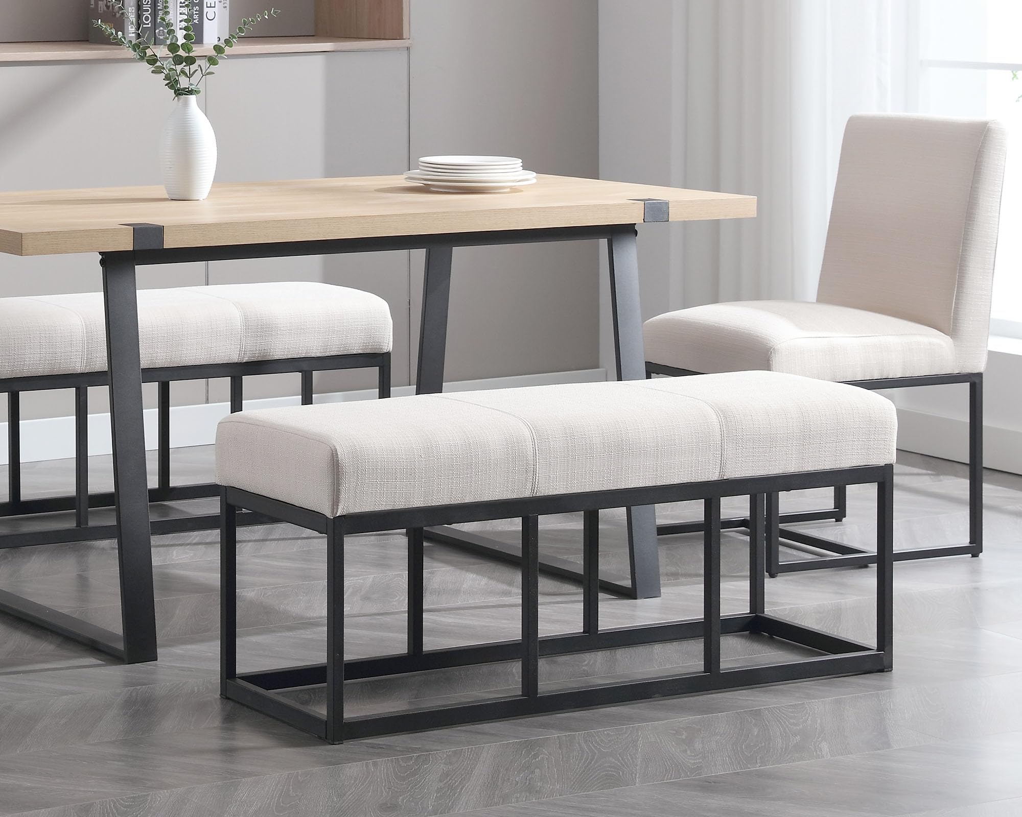 VESCASA 45.25" W Metal Base Upholstered Dining Bench 1PCS - 2572