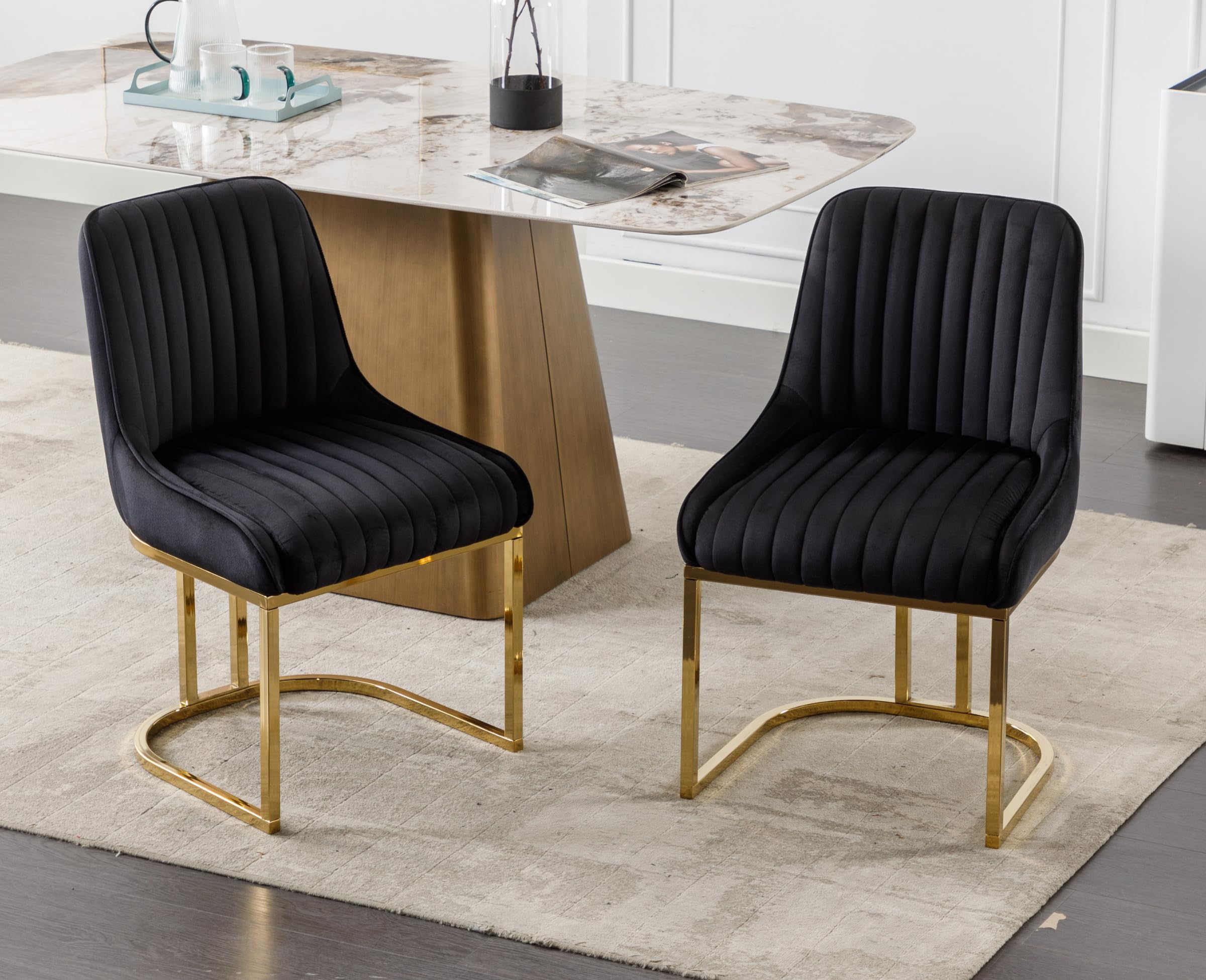 EALSON Modern Armless Side Velvet Upholstered Dining Chairs Set of 2 - 9043