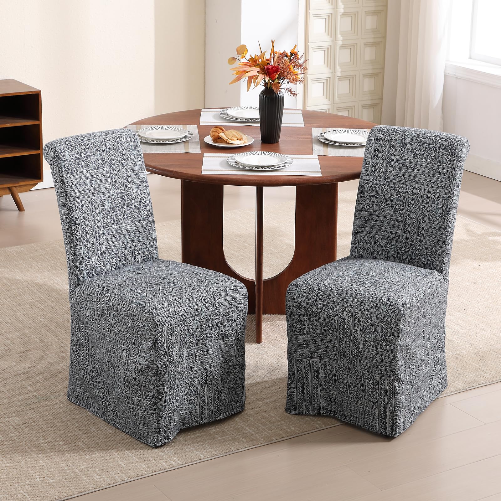 Kmax Linen Fabric Slipcovered Dining Chairs Set of 2 - 70761