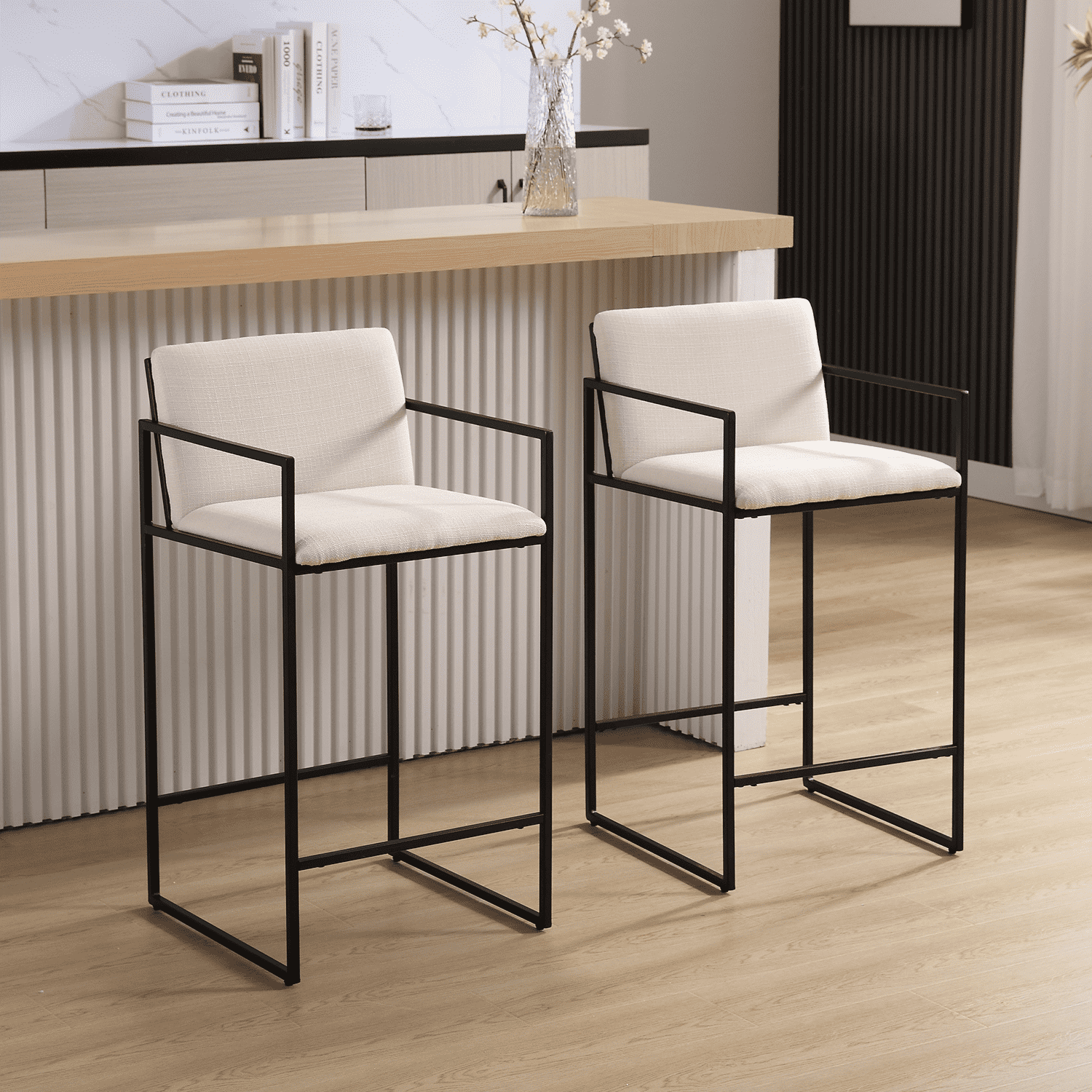 VESCASA 25.5"H Counter Bar Stools with Cushion Back Set of 2 - 22226