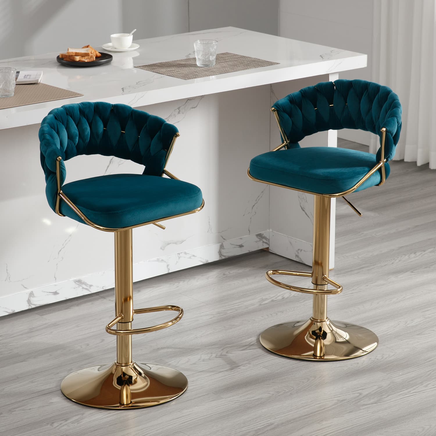 CHICAURA Woven Swivel Bar Stools Set of 2 - 1560AB