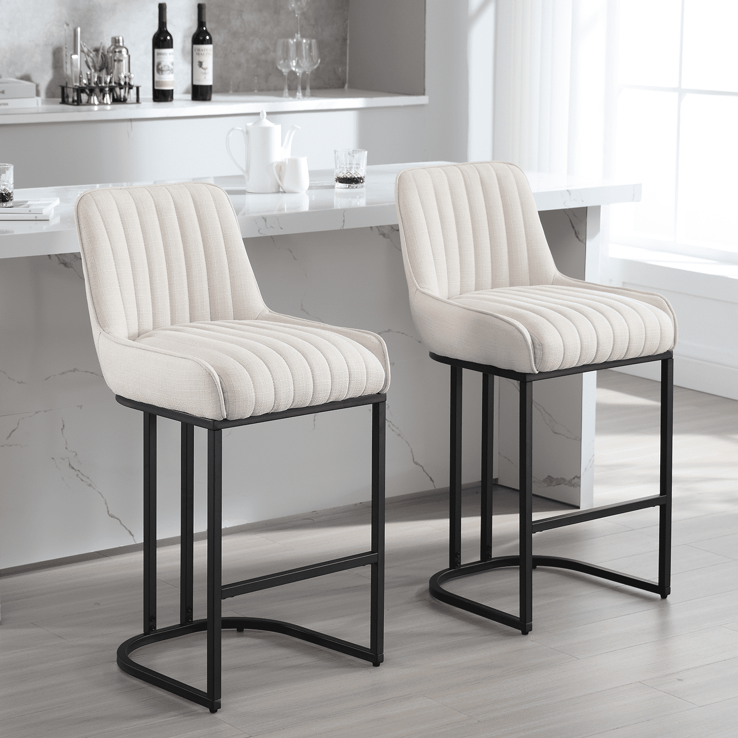 EALSON Modern Comfortable Counter Height Bar Stools Set of 2 - 9043