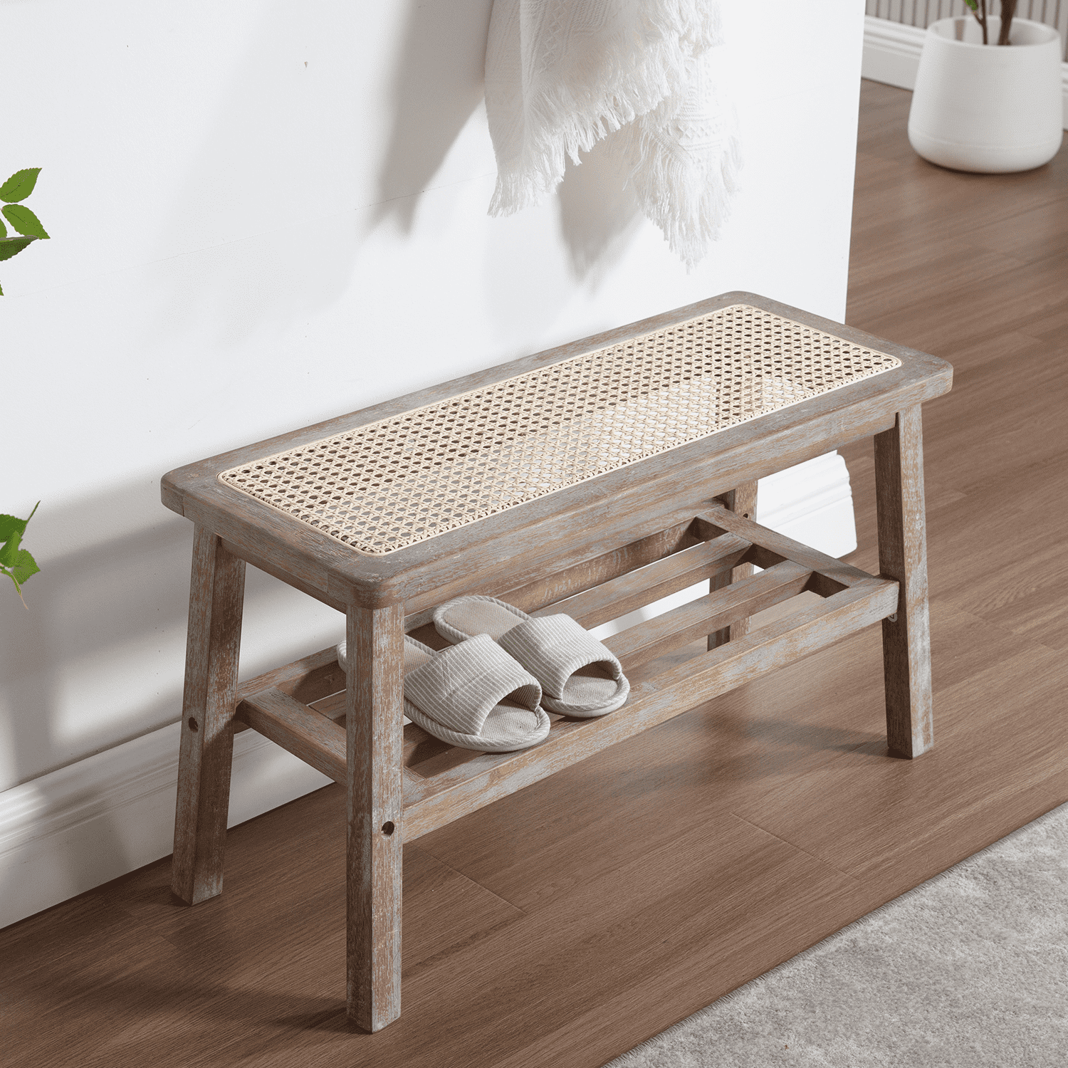 Janoray Wicker Rattan Entryway Bench - 23912