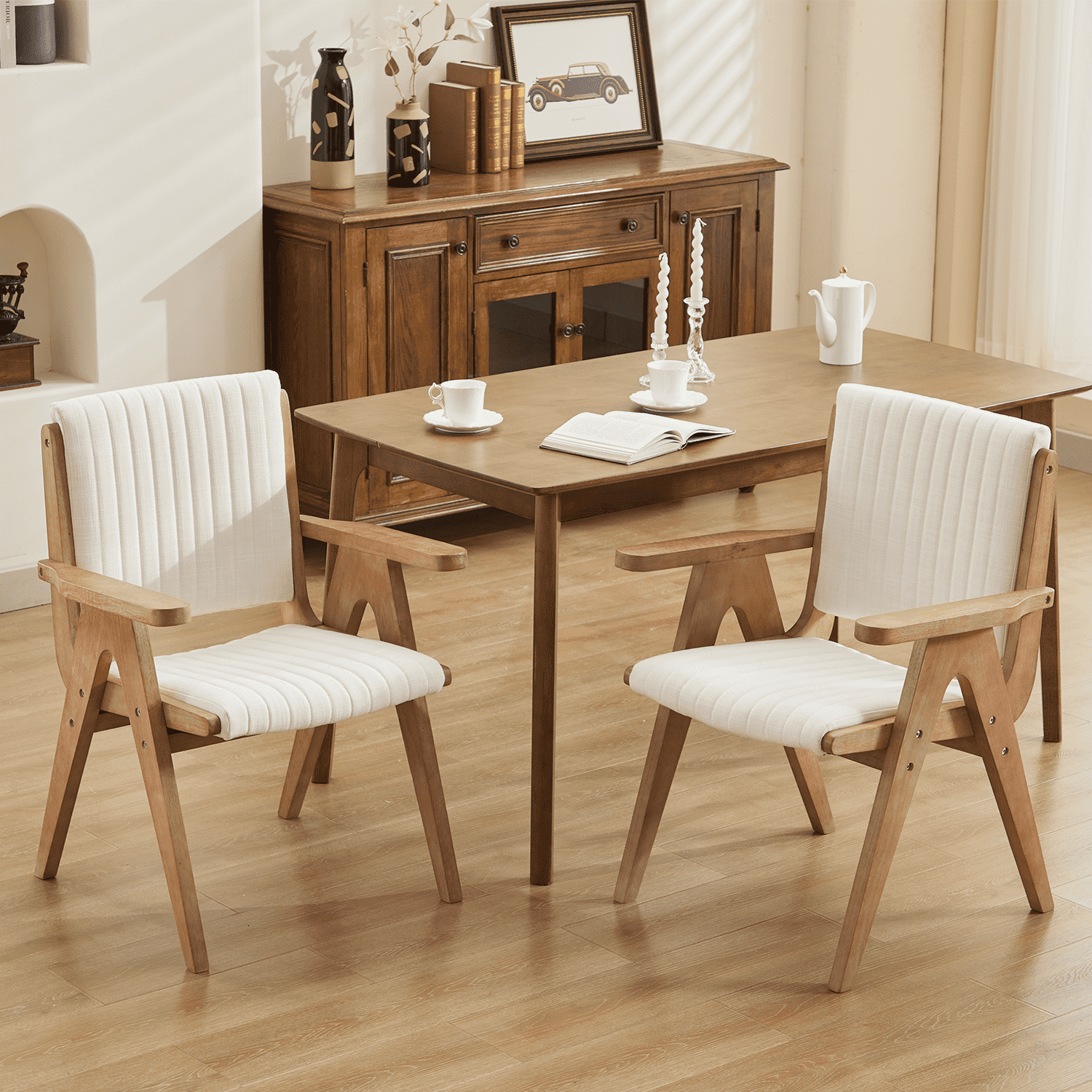 CIMOTA Farmhouse Dining Side Chairs with Arms Set of 2 - 10032