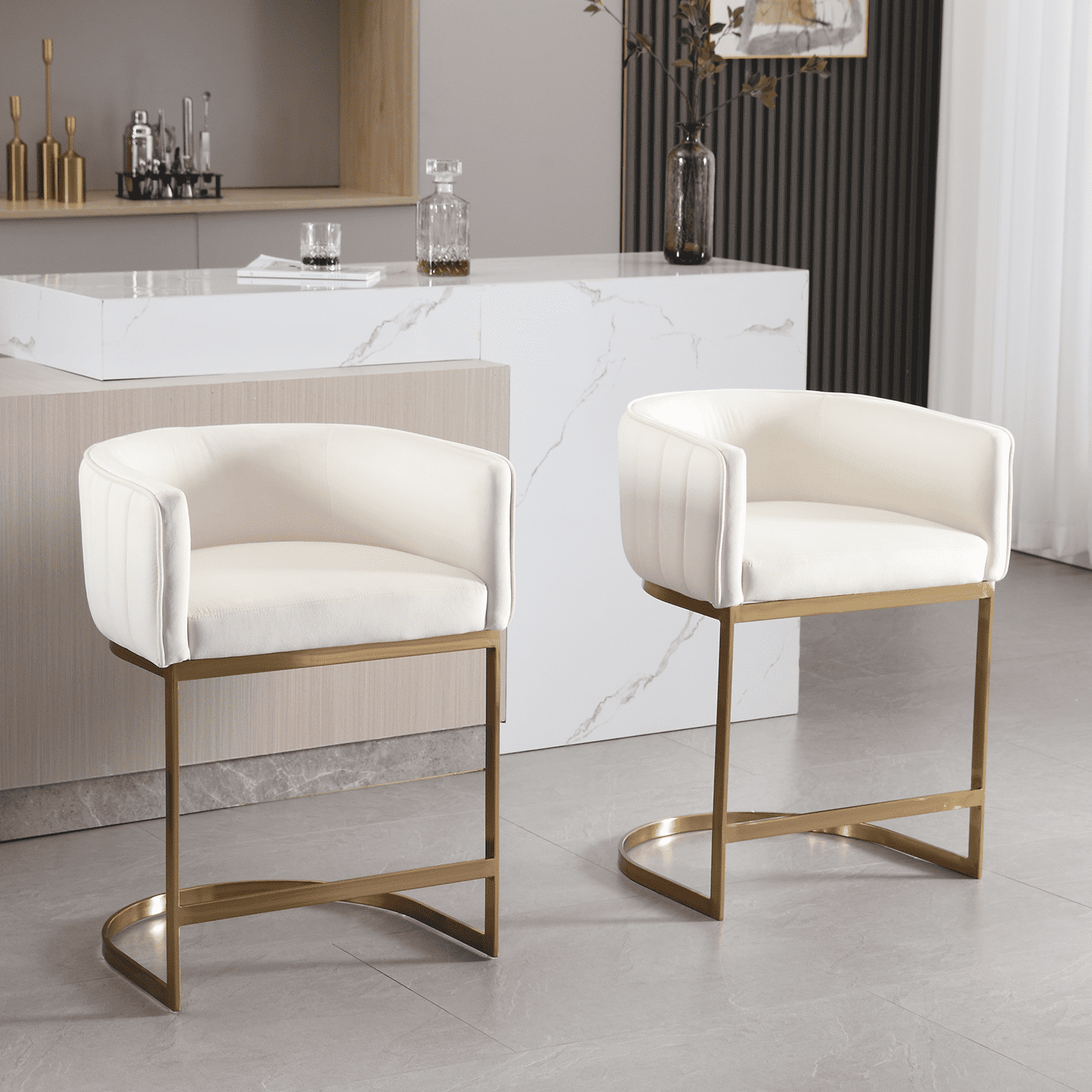 Kmax Modern Velvet Counter Height Bar Stools 1 PCS- 6067