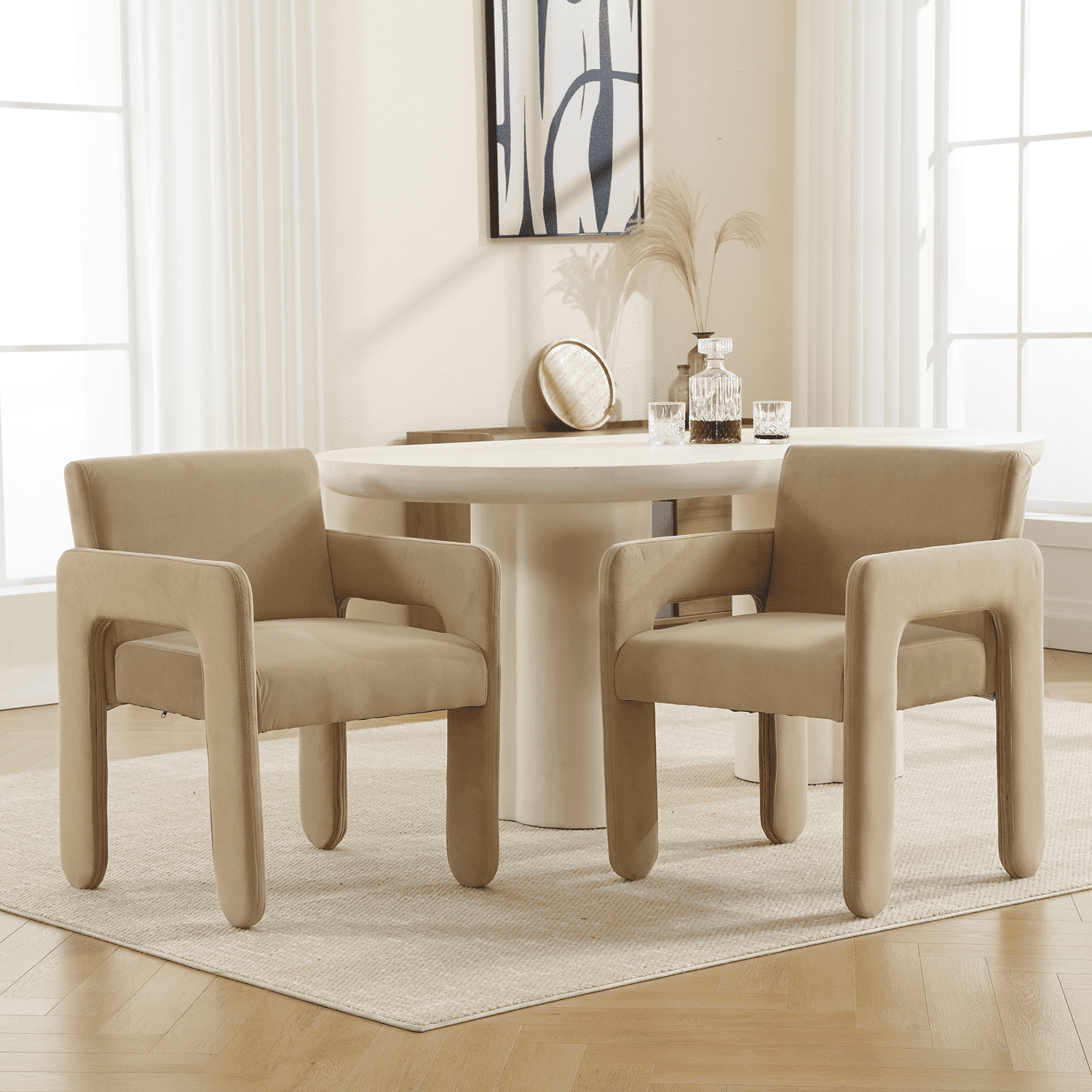 CIMOTA Modern Upholstered Dining Chairs with Arms Set of 2 - 10038