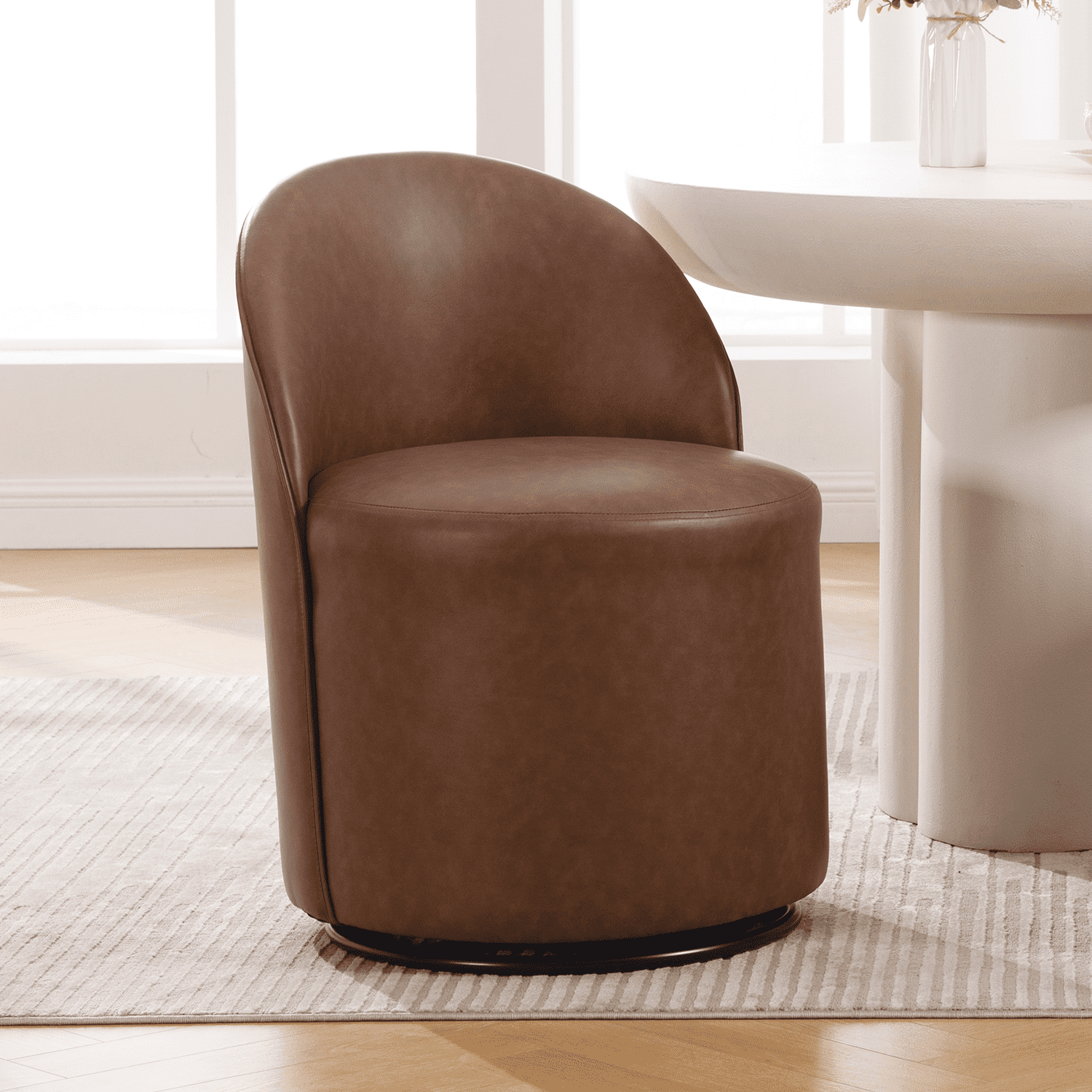 VESCASA 360° Swivel Upholstered Barrel Dining Chair 1PCS - X299