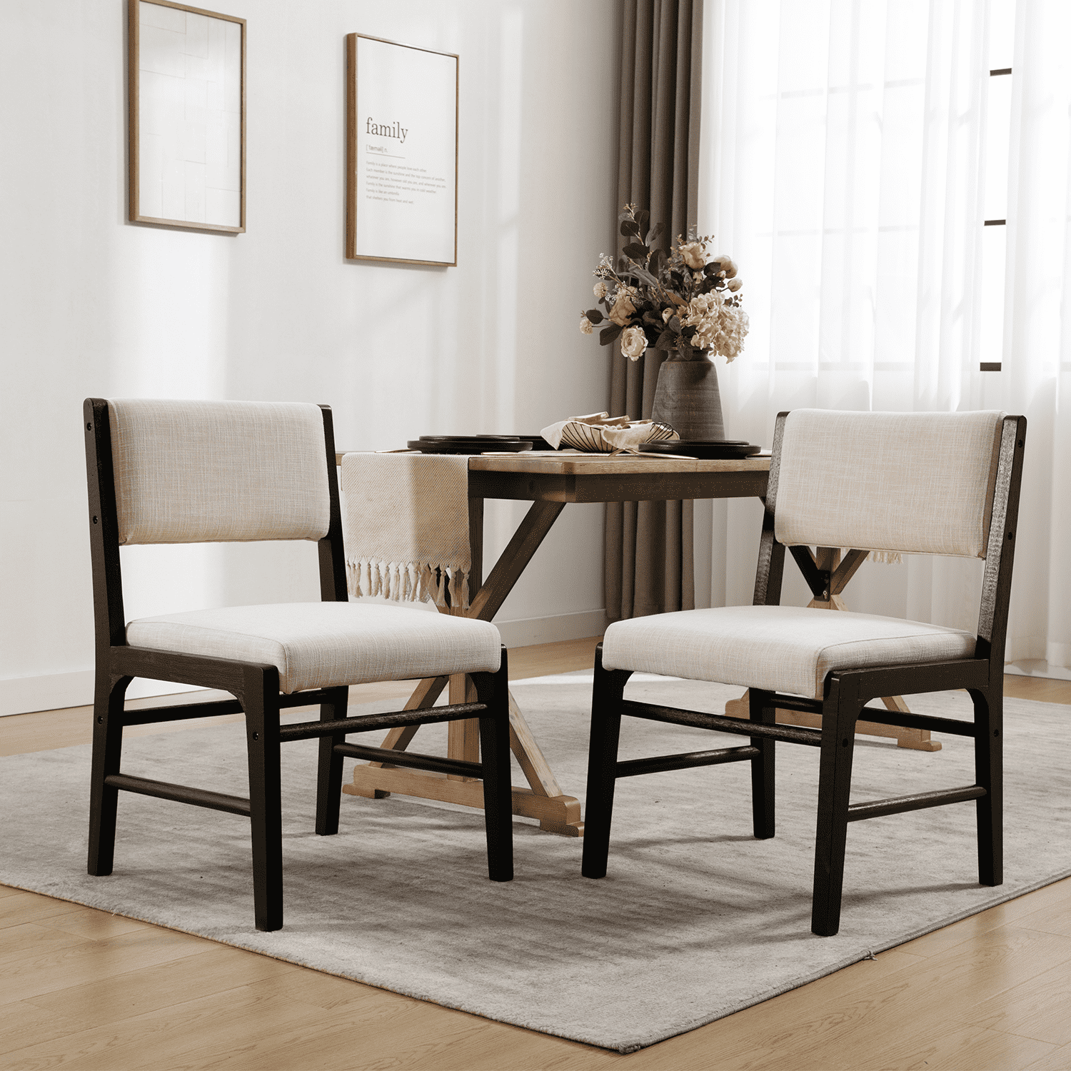 VESCASA Rectangular Cushion Back Dining Chairs Set of 2 - 1984